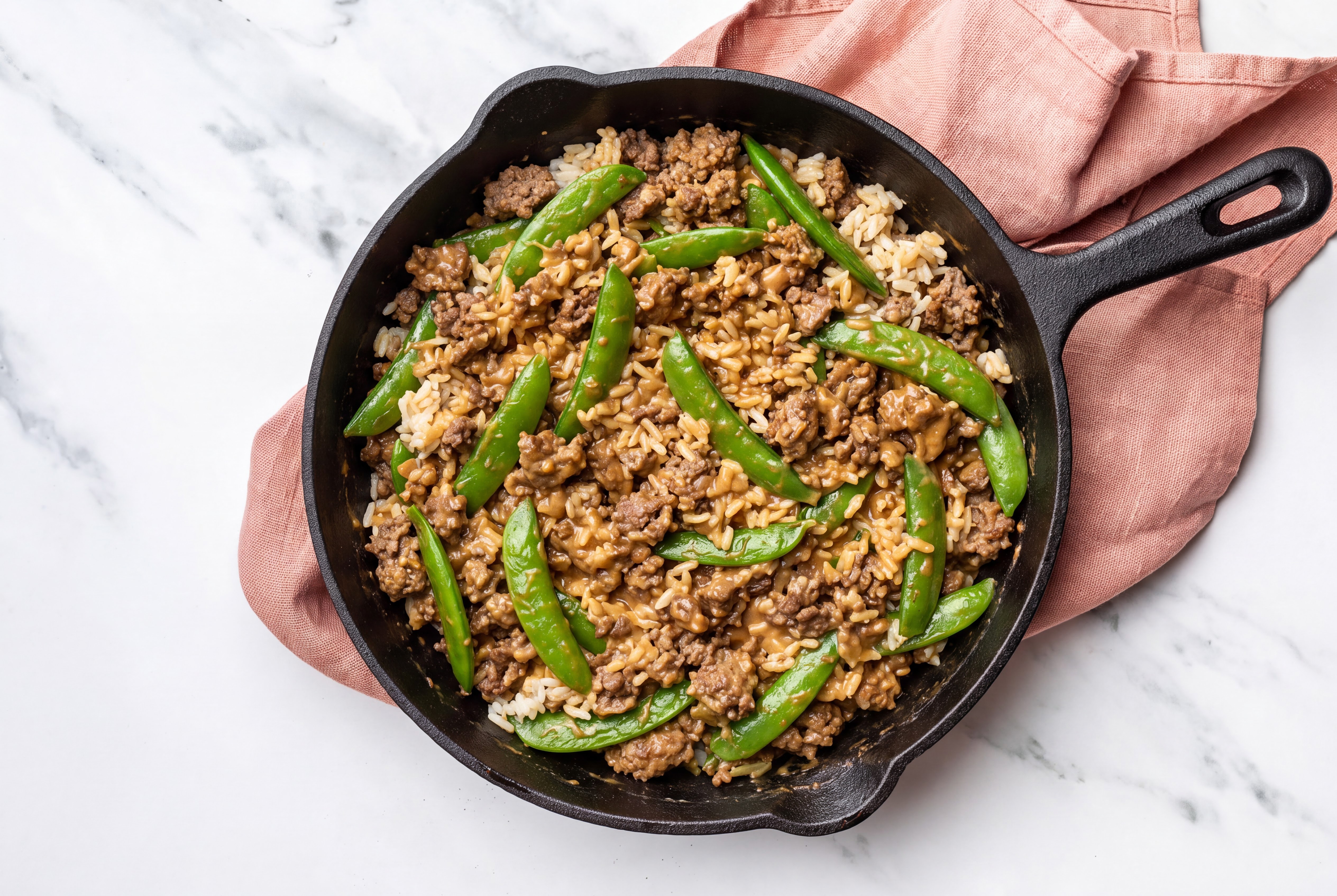  Thai Peanut Pea Snap + Ground 93/7 Lean Beef Stir-Fry