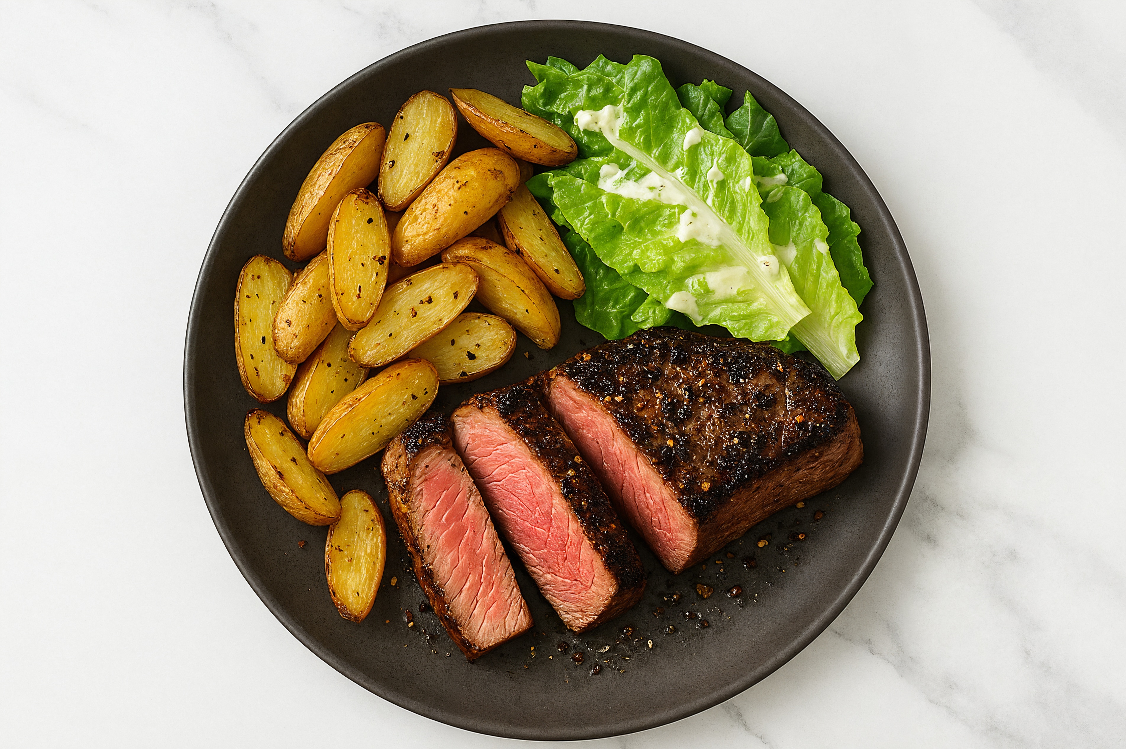 NY Wagyu Strip with Creamy Asiago Salad + Potatoes