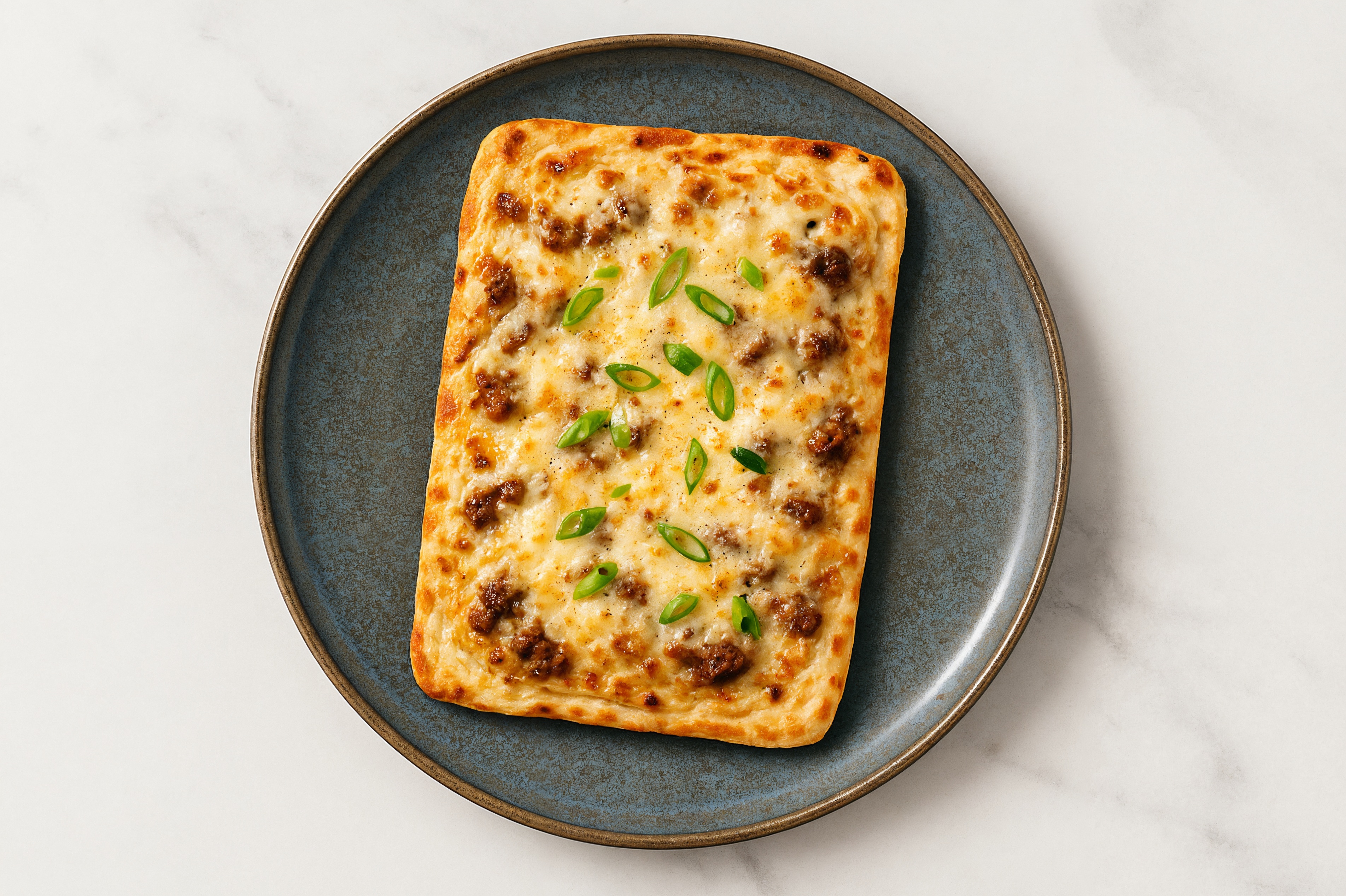 Truffle Ground Beef Pizza with Scallions with Grated Parmesan Cheese
