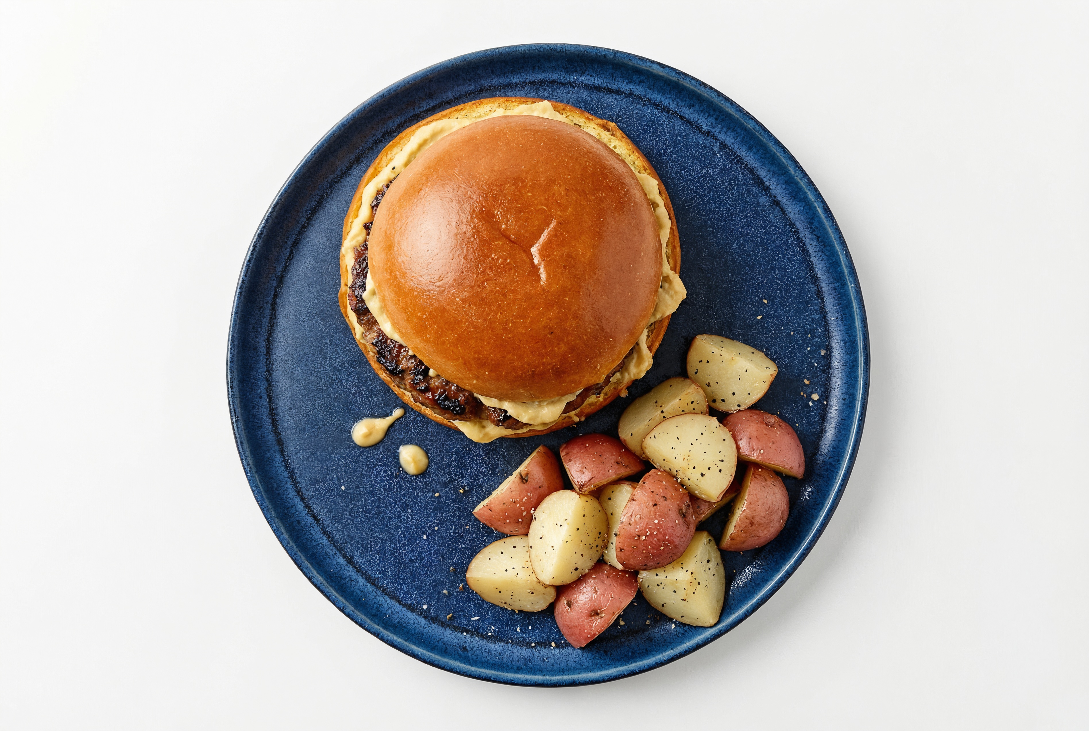 Beyond Brioche Burger Buns with Red Potatoes & Onion Hummus