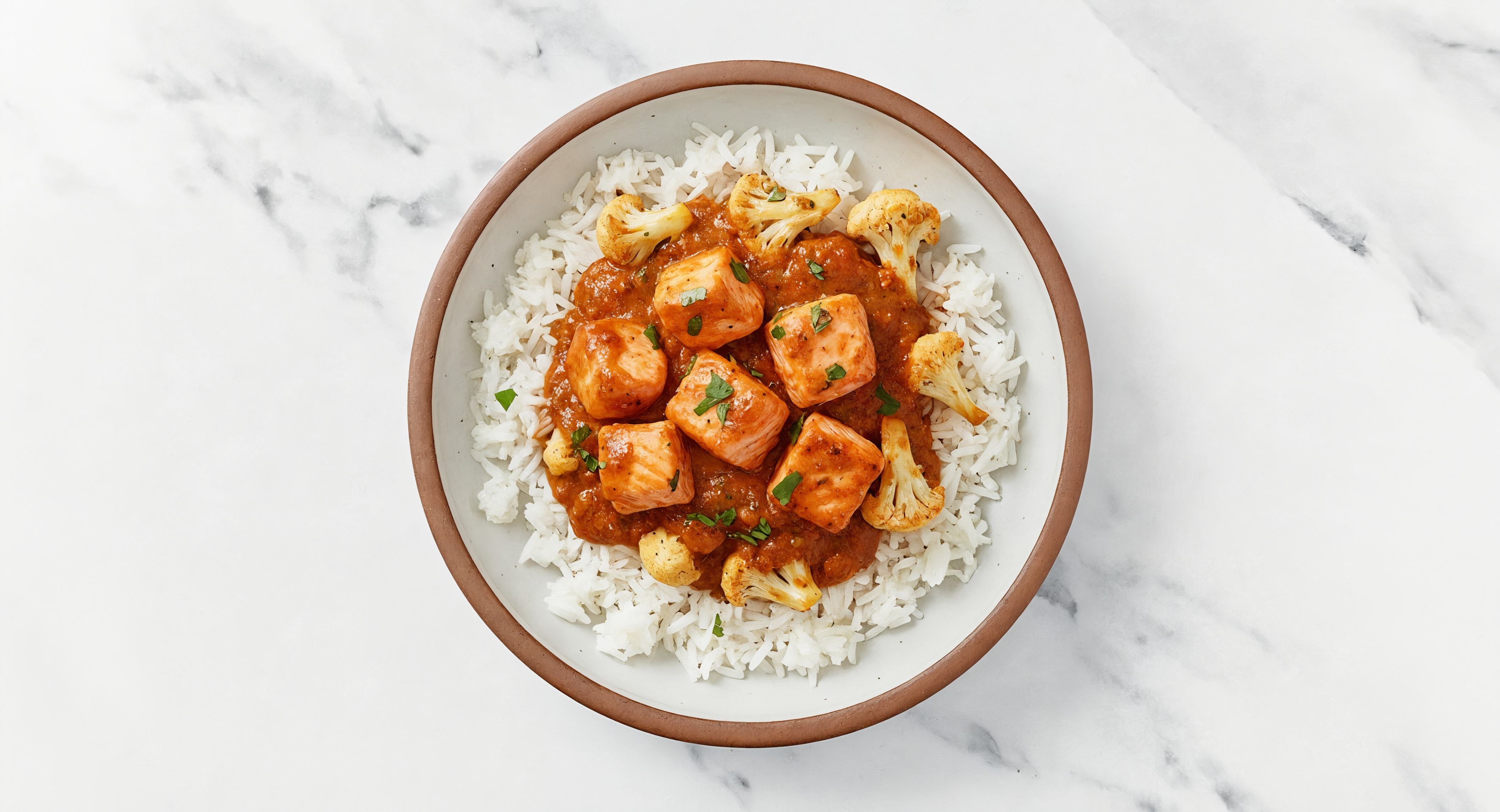 Salmon Tikka Masala over Long Grain White Rice