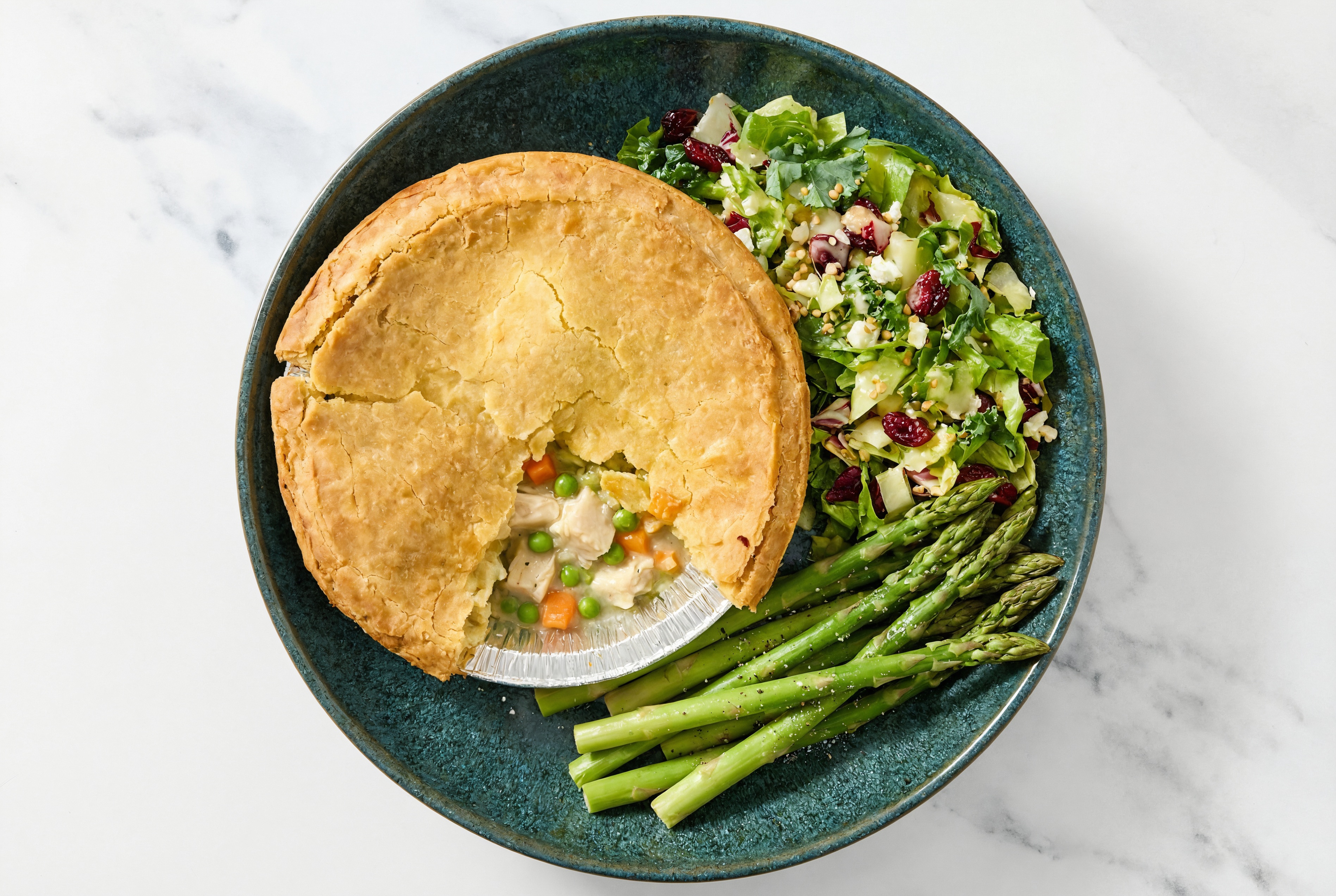 Chicken Pot Pie with Asparagus & Honey Citrus Salad