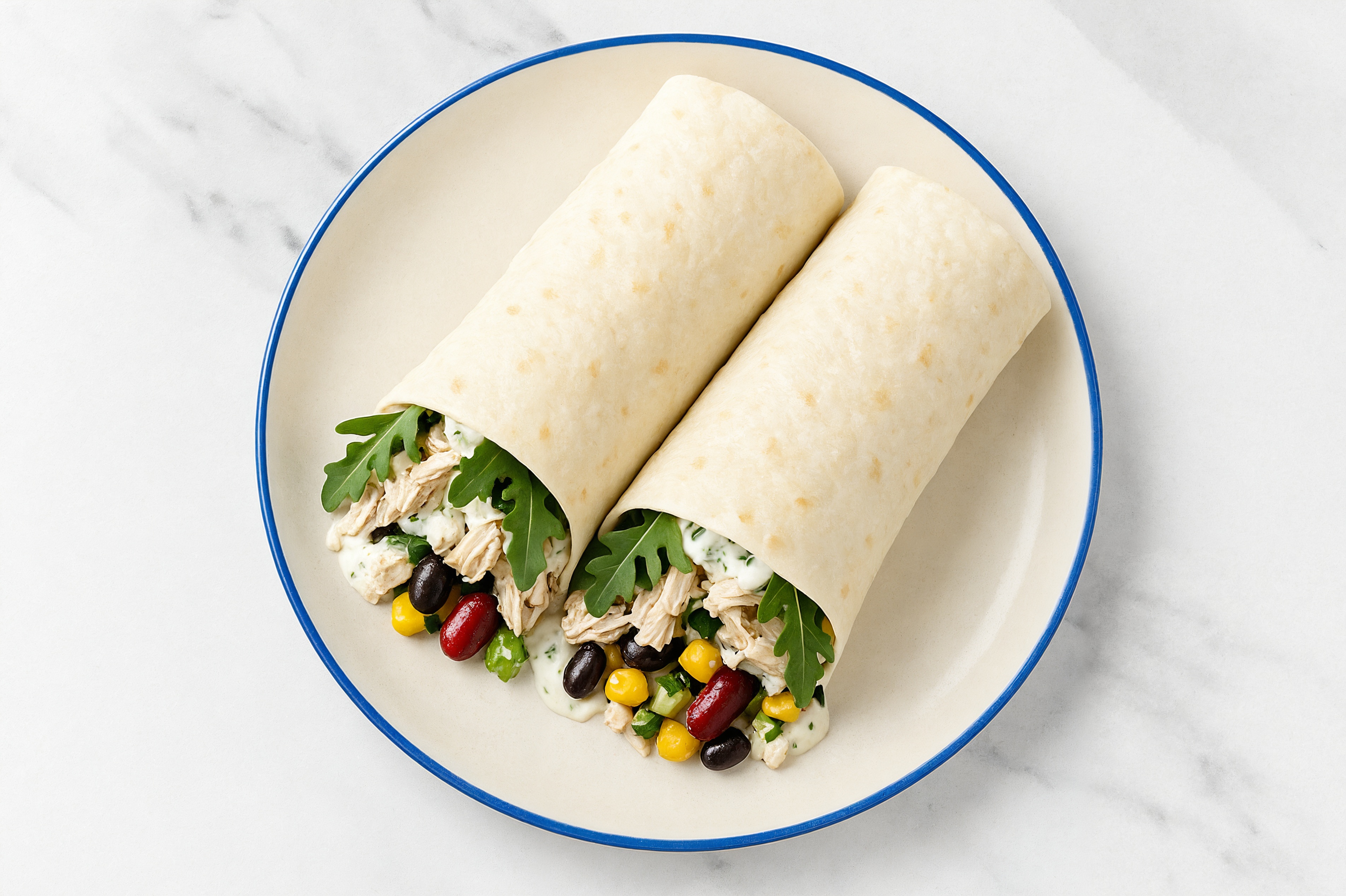 Tzatziki Pulled Chicken + Cucumber Wraps with Arugula