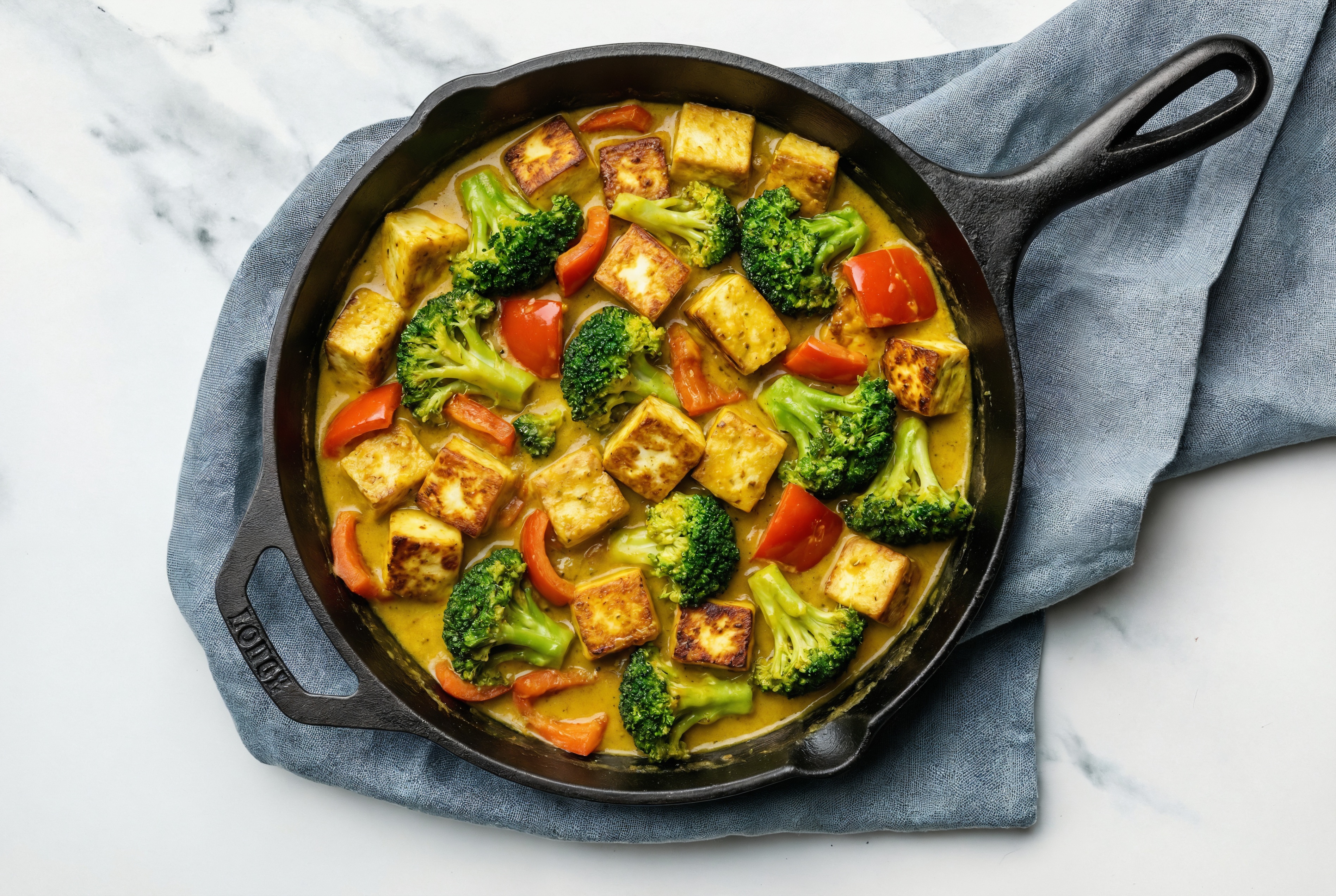Coconut Curry Paneer, Organic Broccoli + Peppers