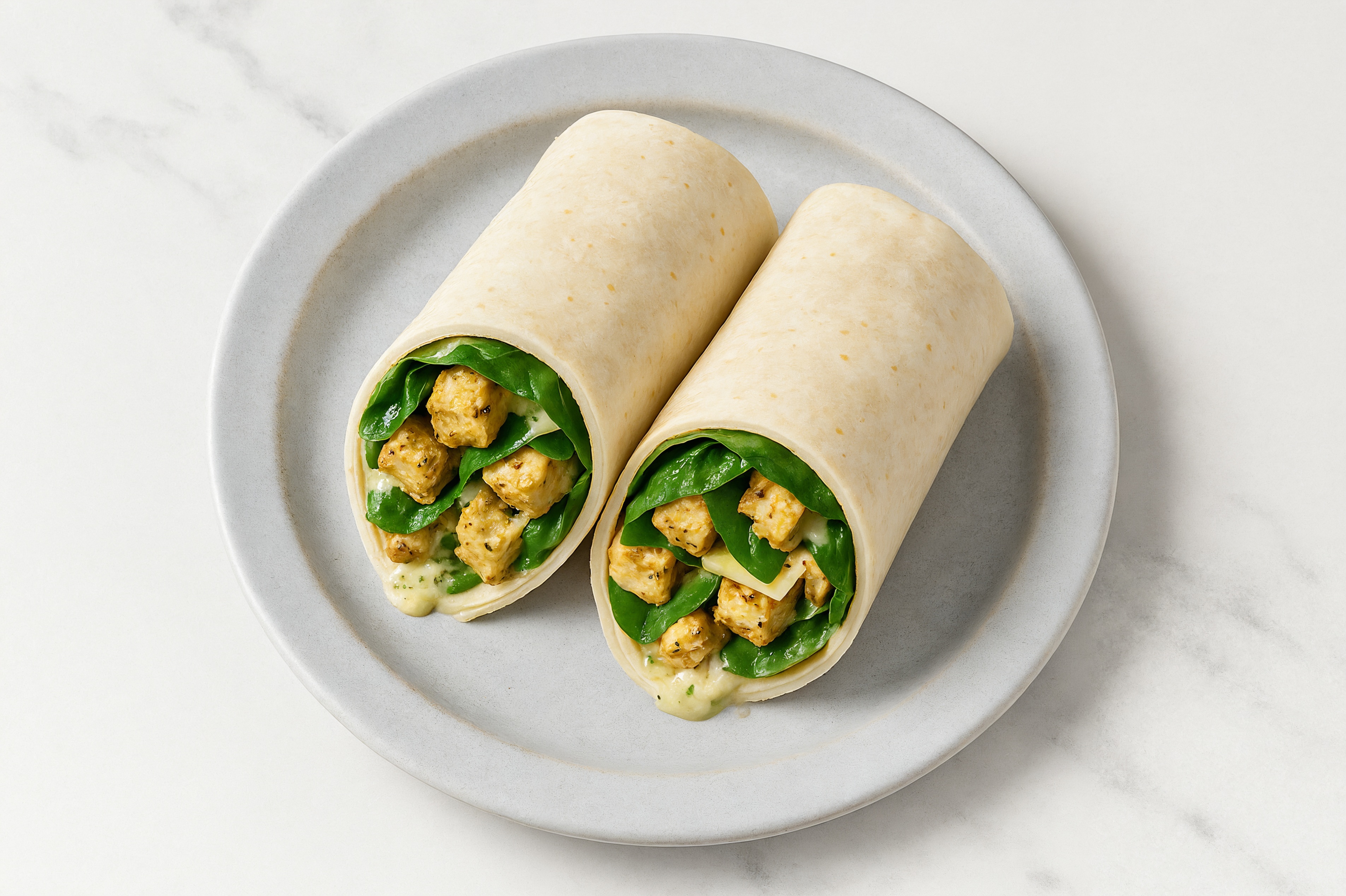 Herby Spiced Tofu + Havarti Wraps with Spinach