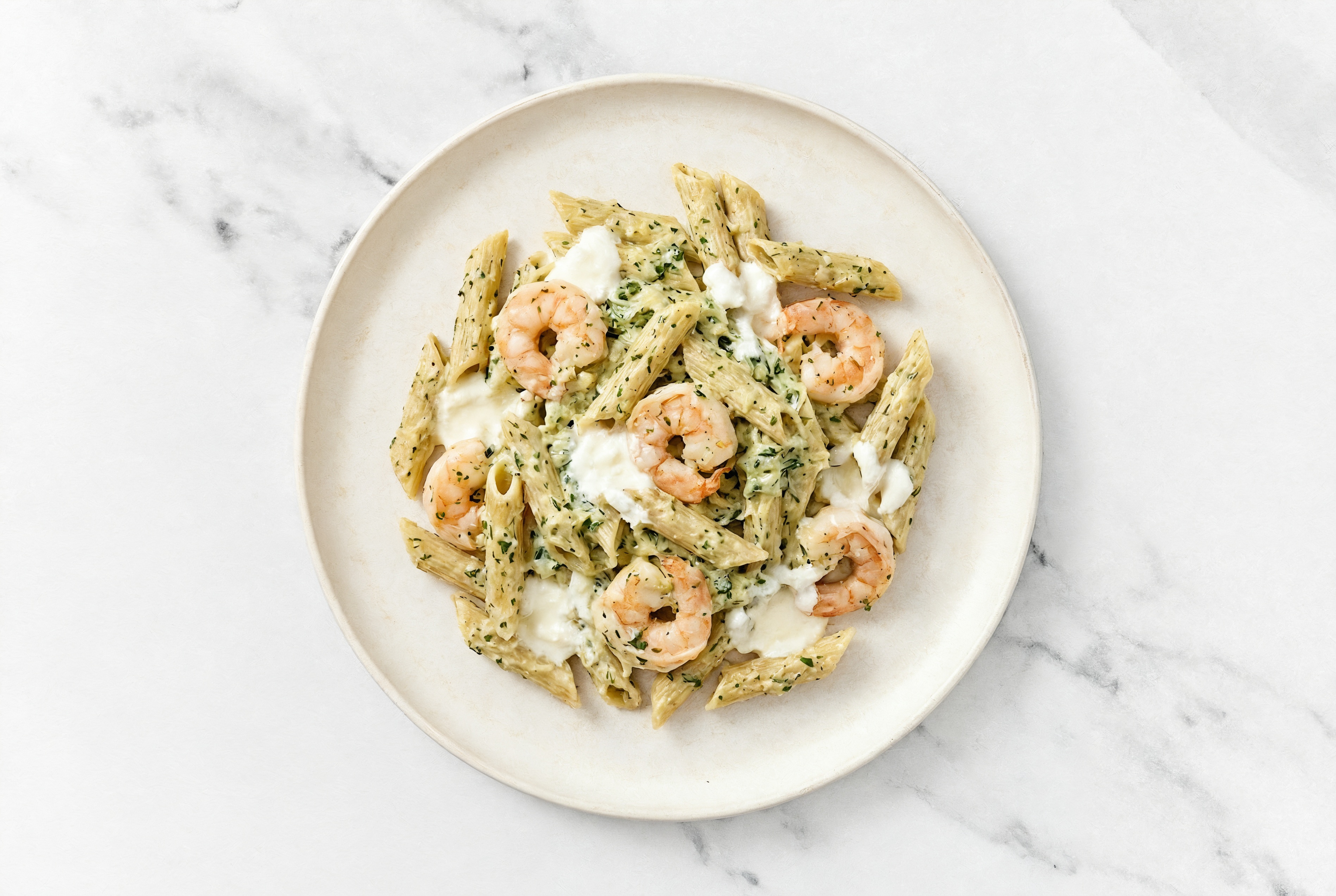 Spinach Artichoke Penne with Gulf Shrimp & Ricotta