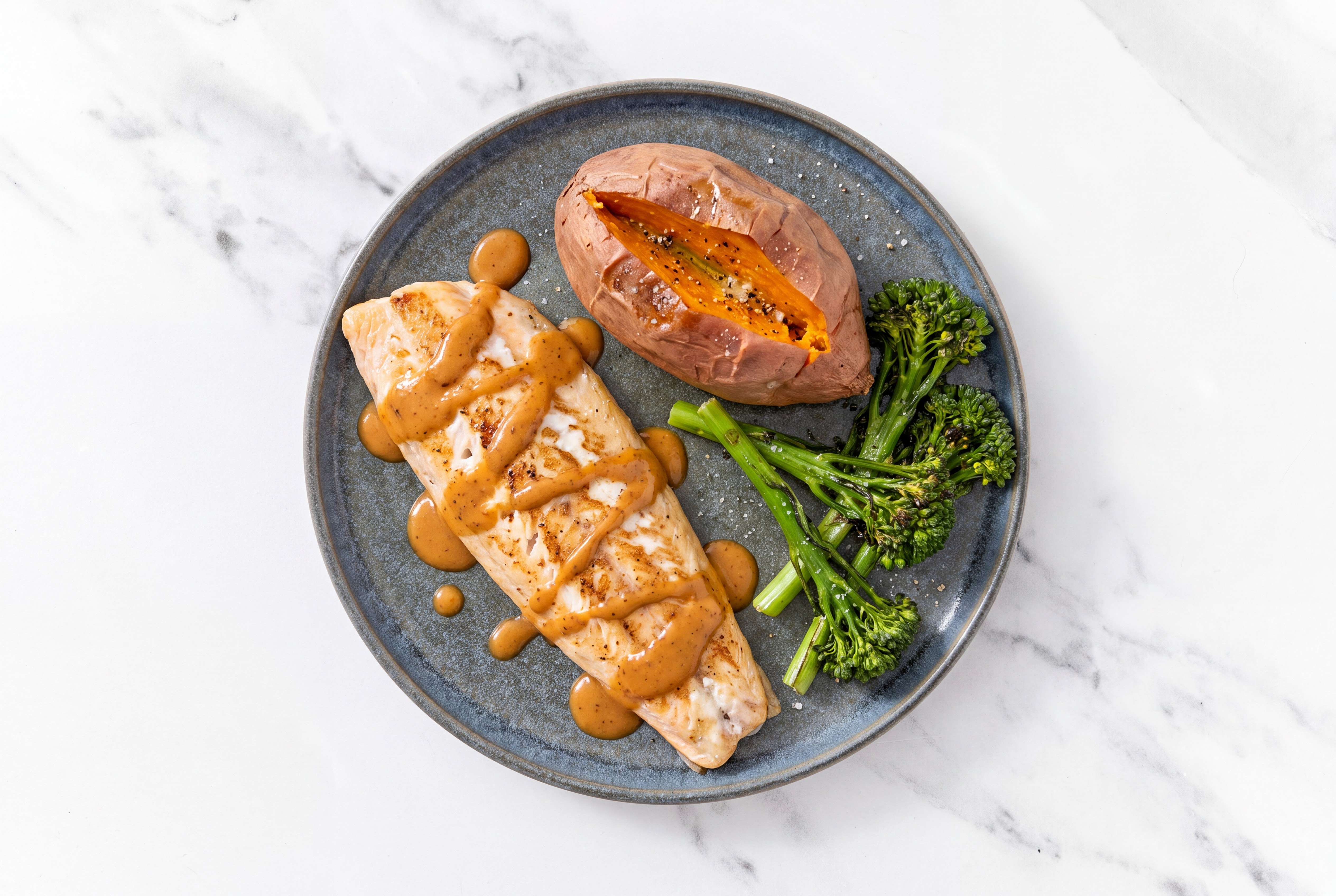 BBQ Seared Trout + Sweet Potato