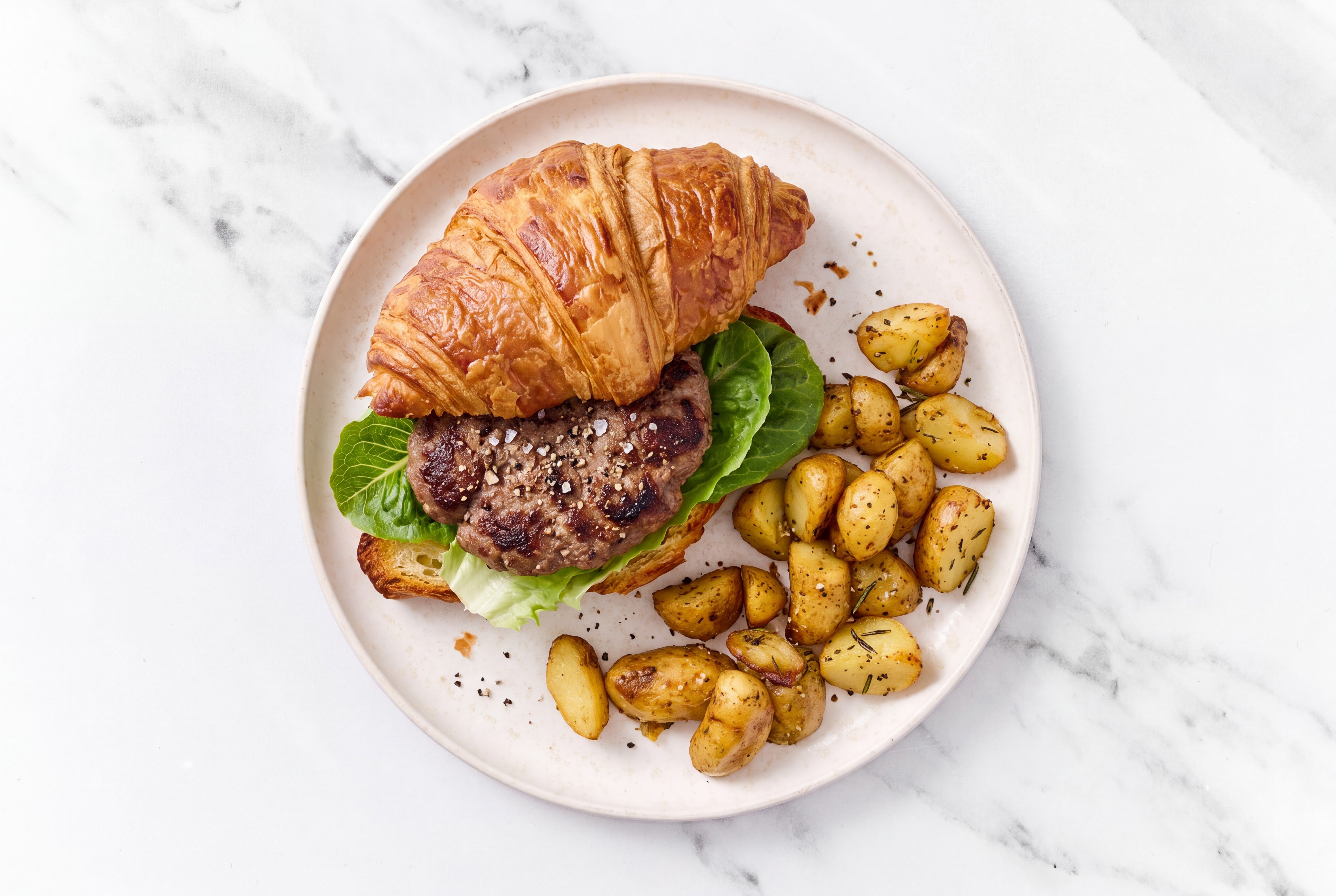 Savory Burger + Rosemary Potatoes
