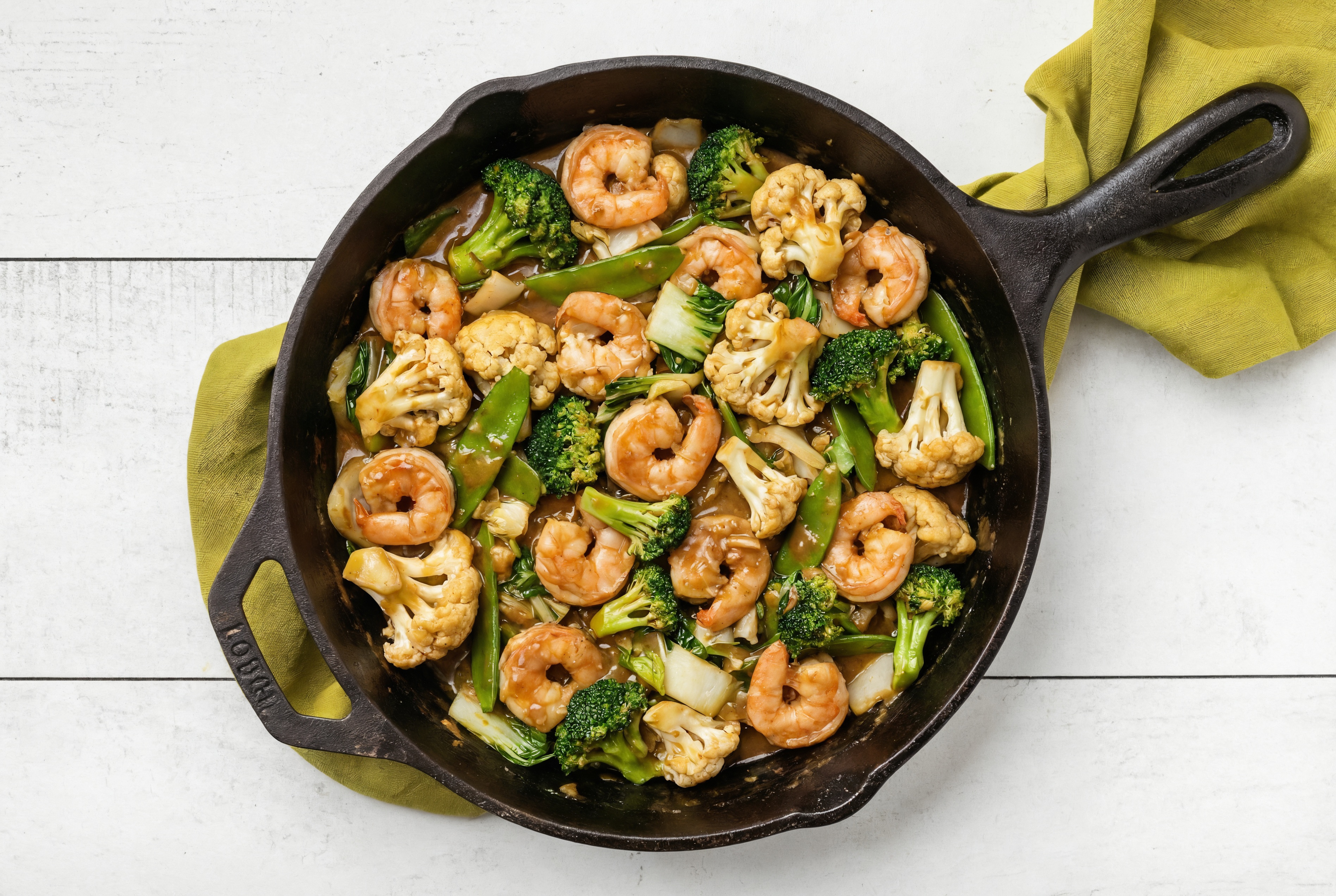 Thai Peanut Shrimp Stir-Fry with Cauliflower & Bok Choy