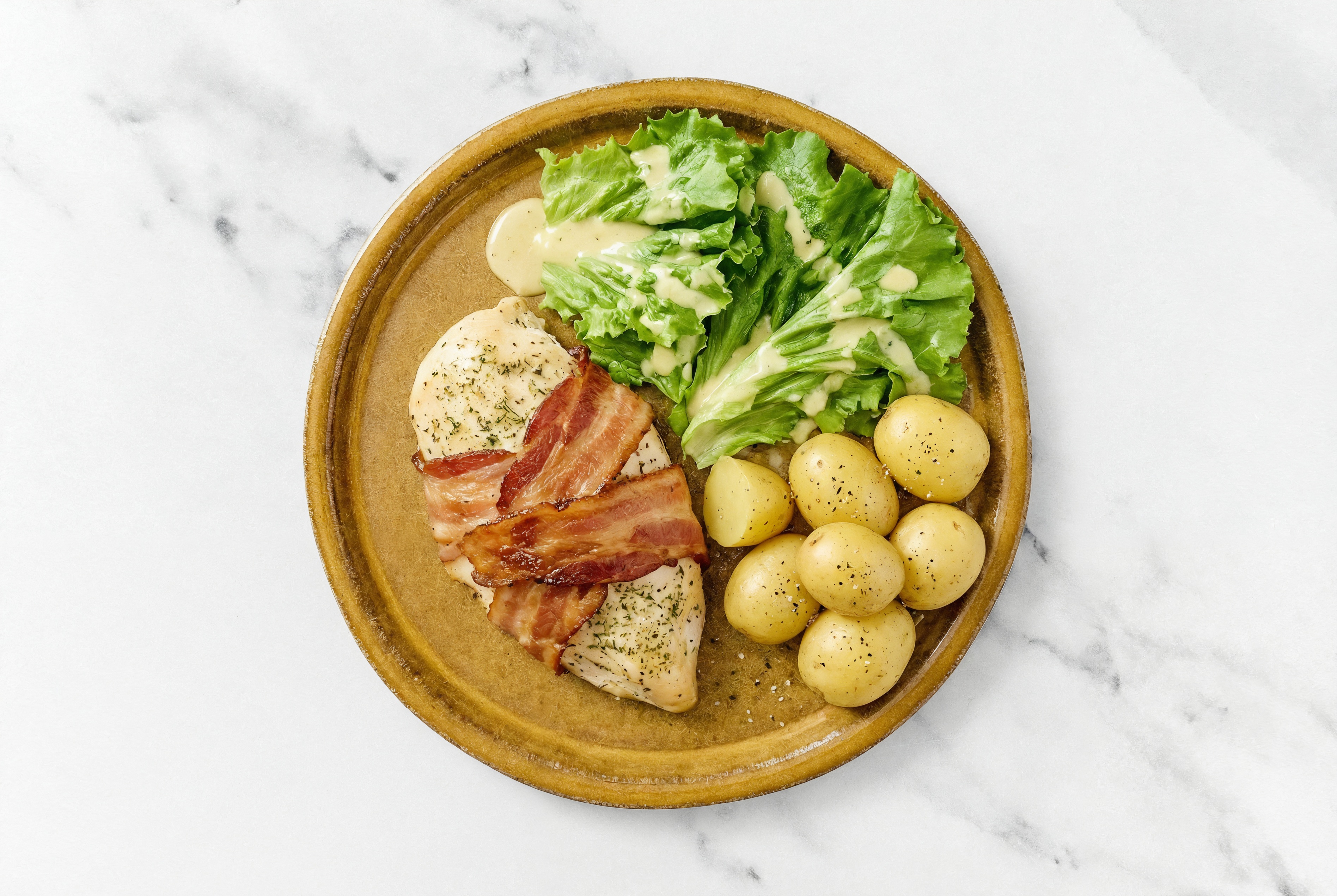 Herby Air Fryer Bacon-Wrapped Chicken + Salad