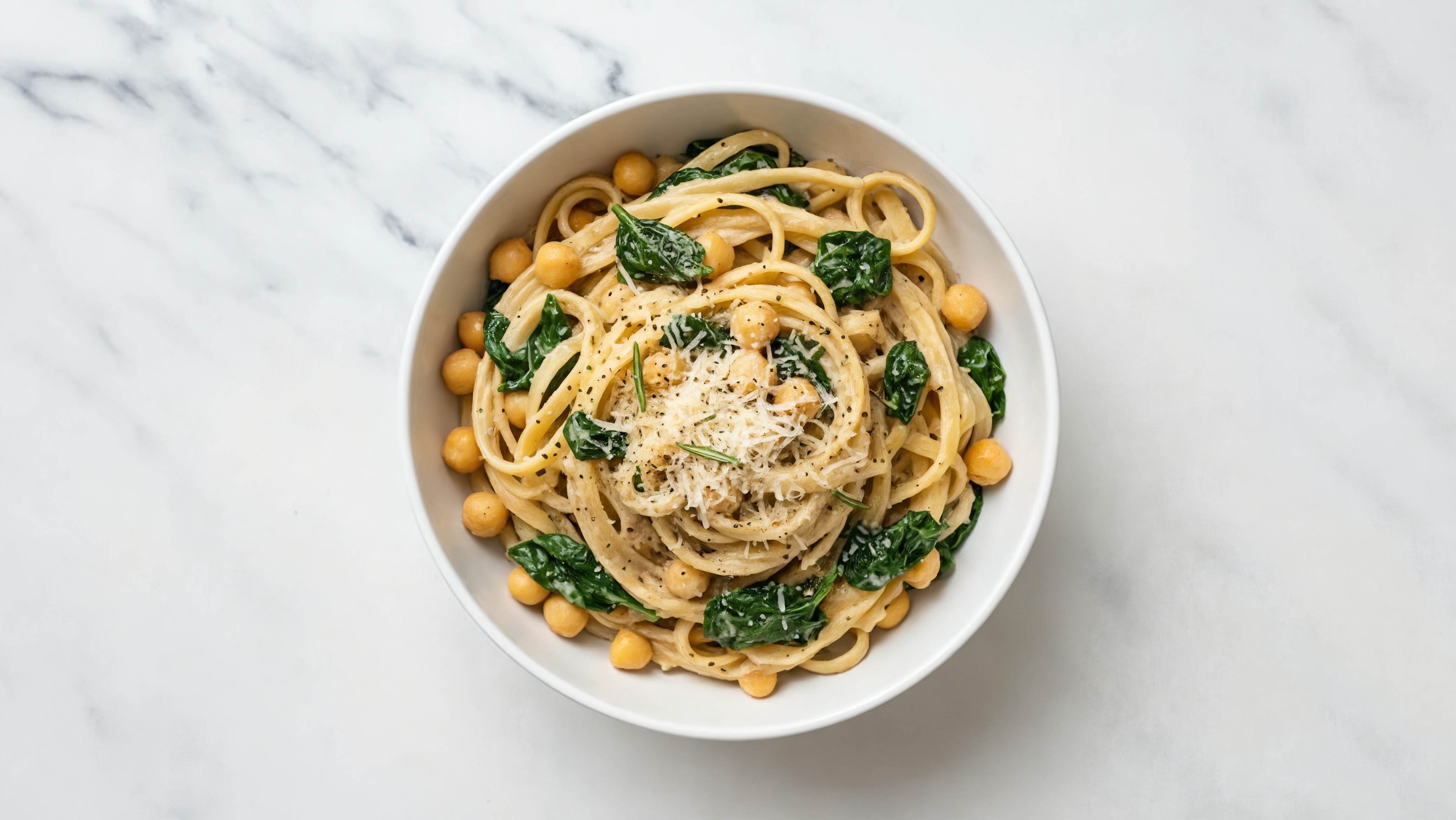 Creamy Chickpea + Rosemary Mushroom Truffle Sauce Pasta