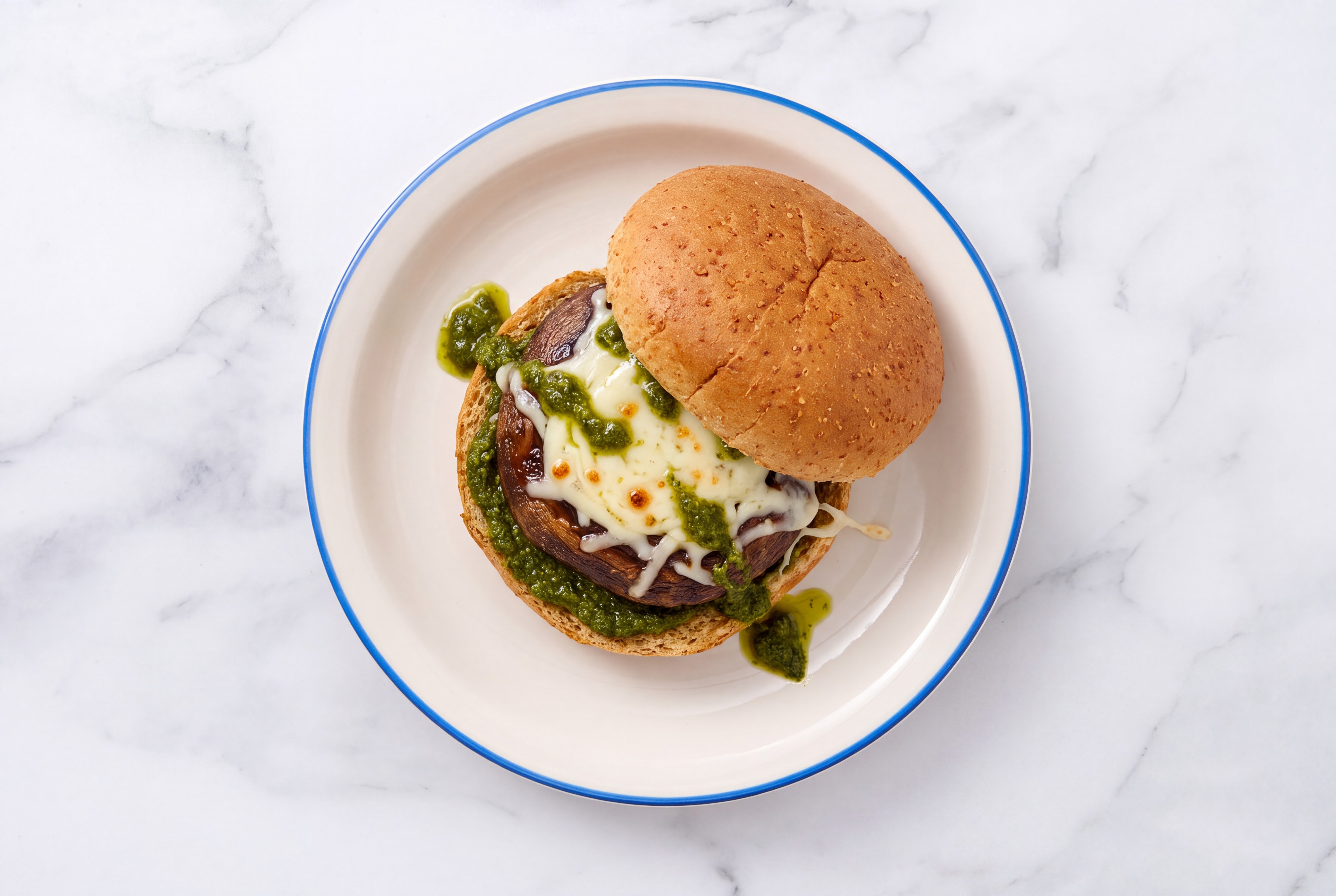 Cheezy Zhoug Portabella Burger
