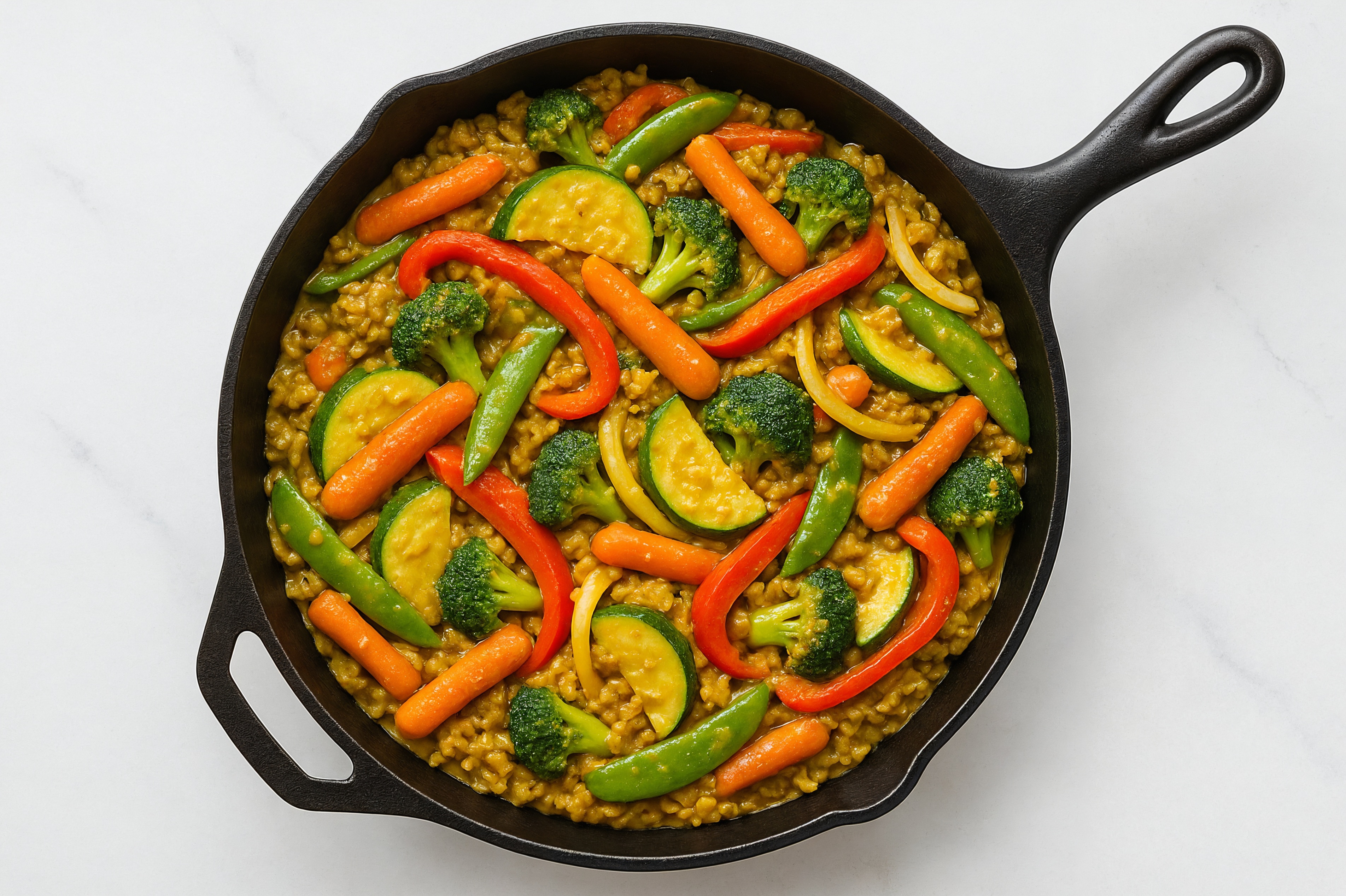 Curry Veggie + Ground Turkey Stir-Fry with Brown Rice