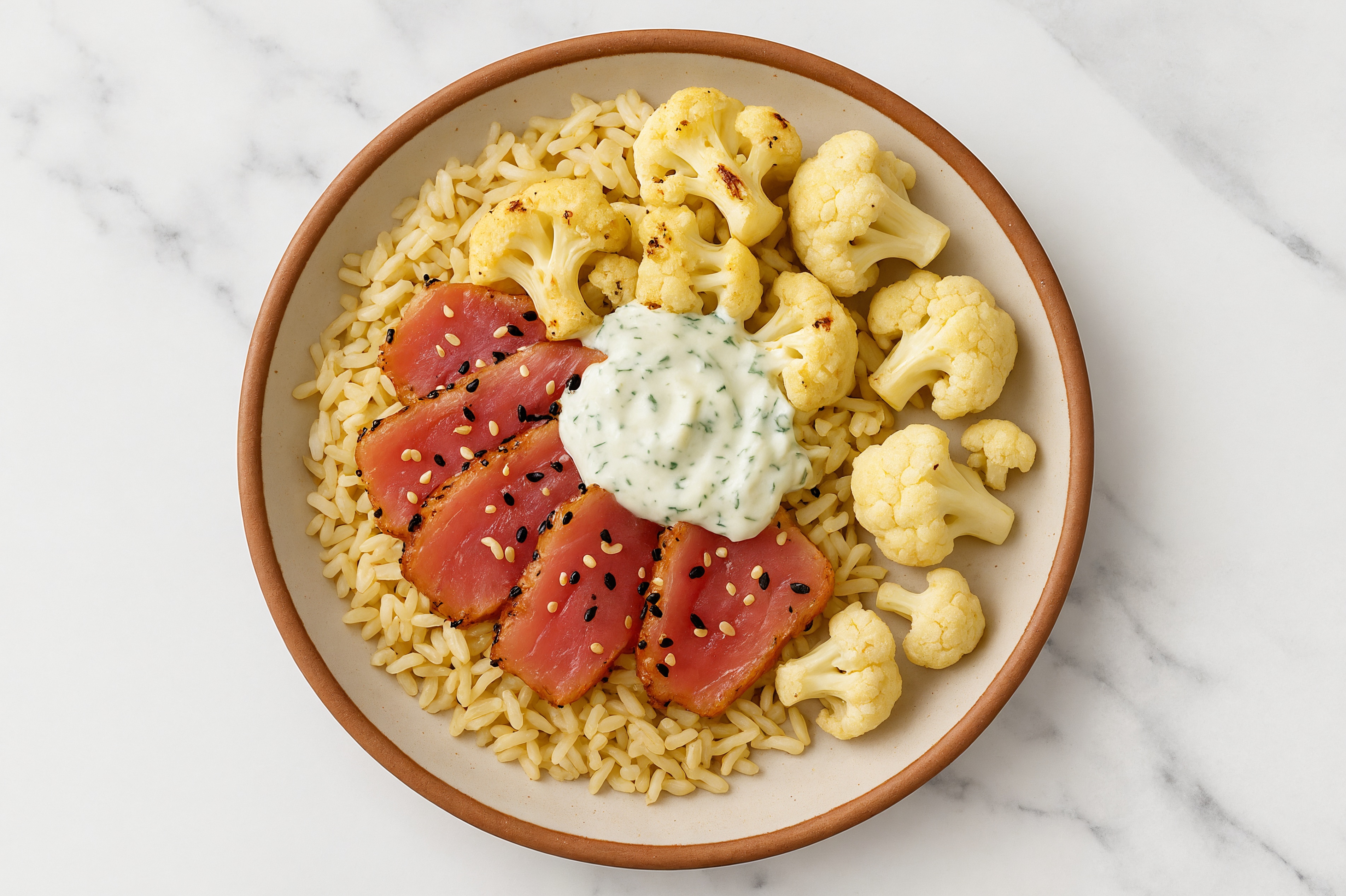 Tuna Rice Bowl with Tzatziki & Cauliflower