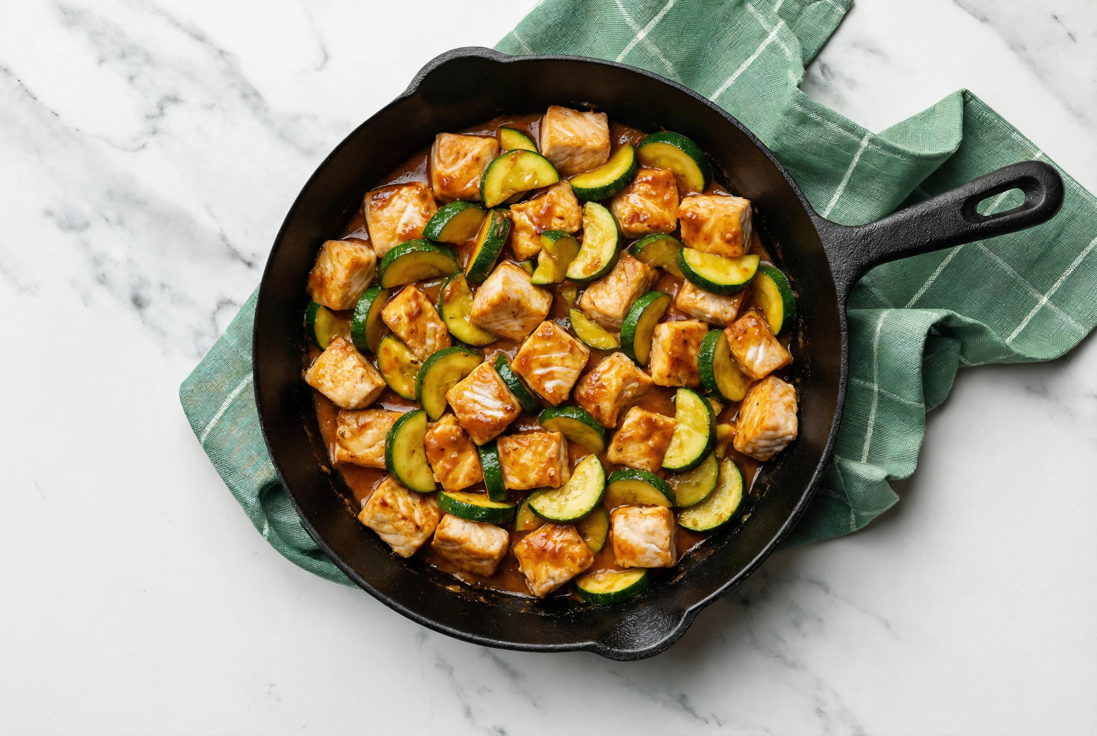Tikka Masala Steelhead Trout Stir-Fry with Zucchini