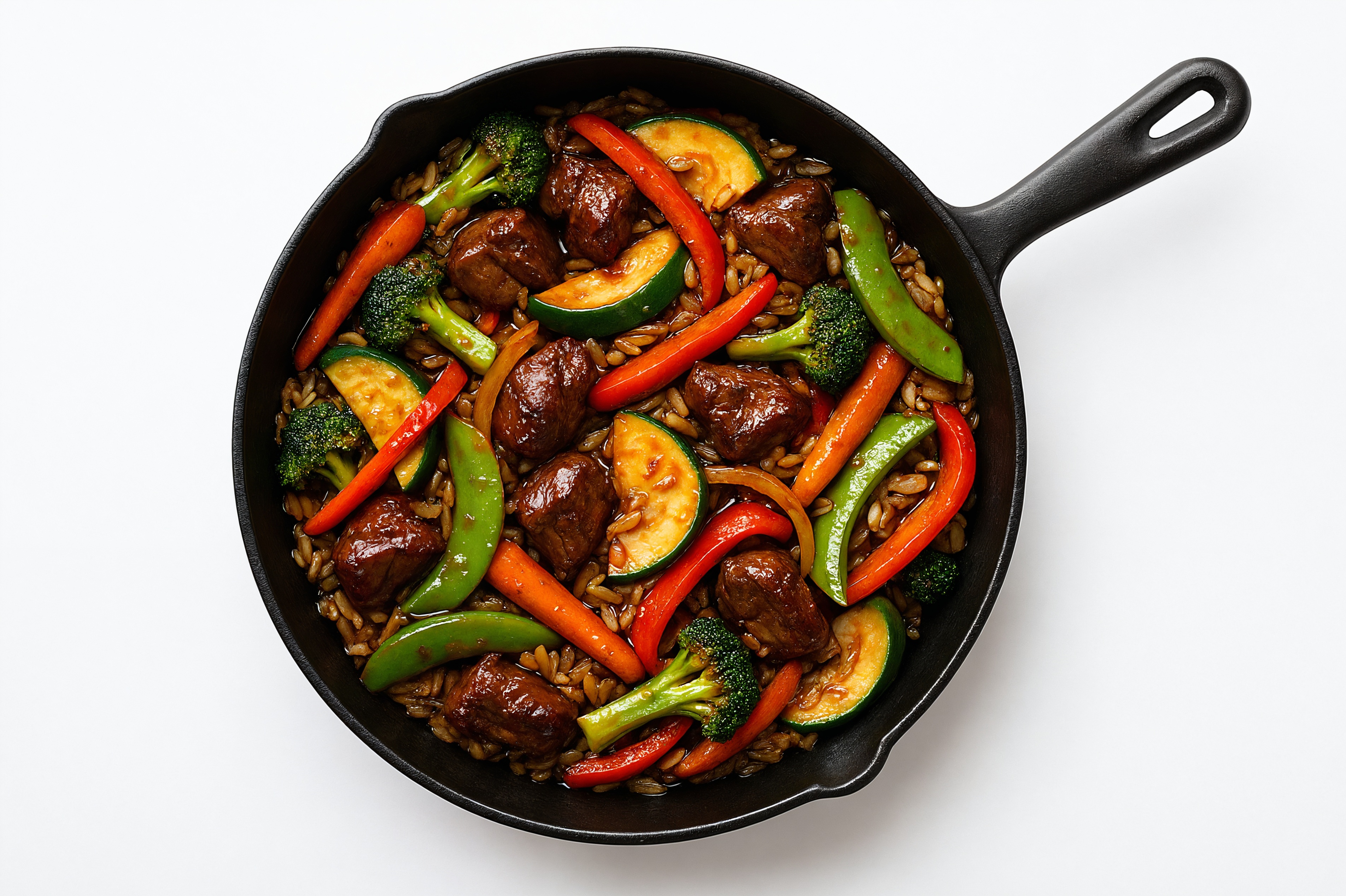 Japanese Bbq Veggie + Lamb Stir-Fry with Brown Rice