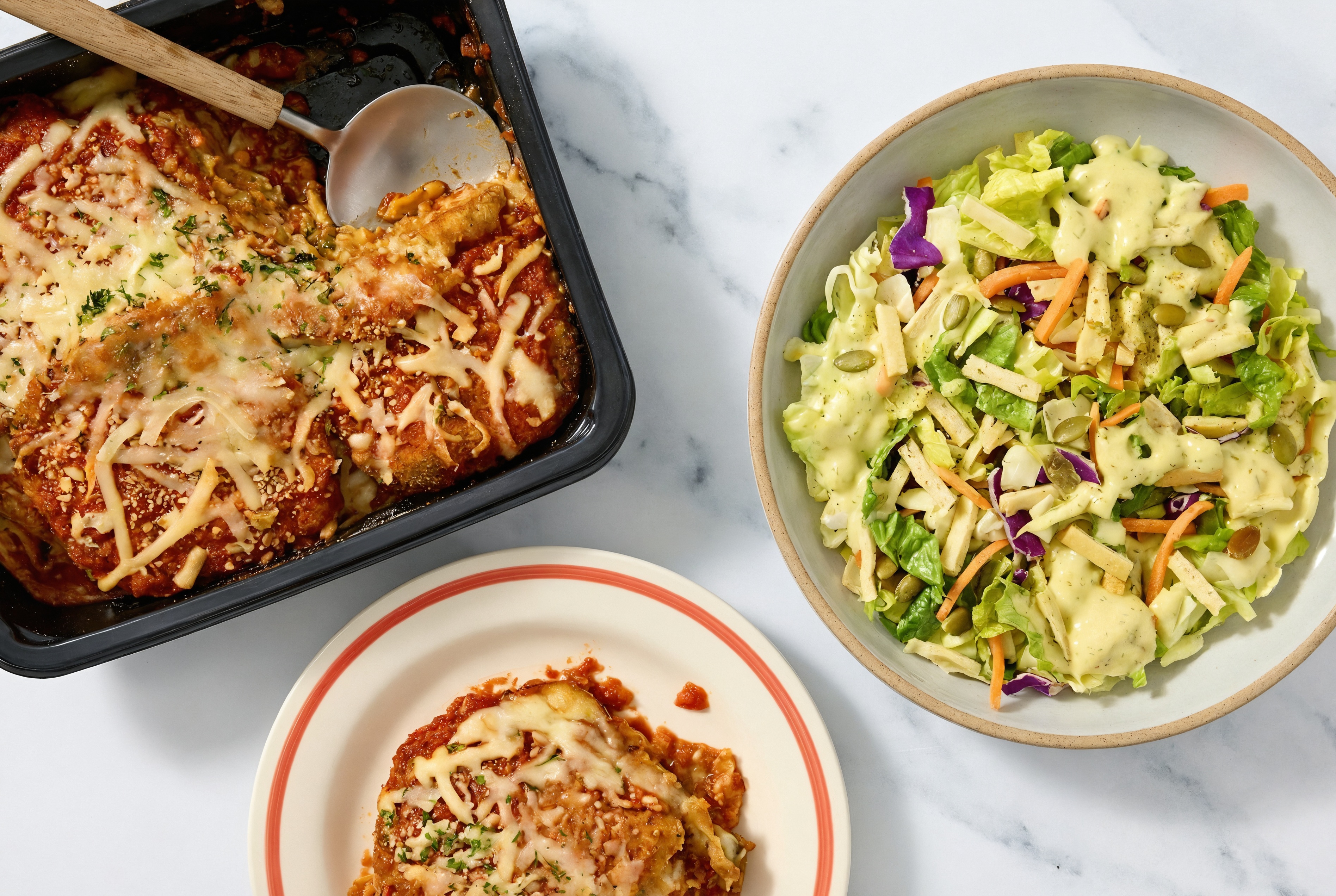 Eggplant Parmesan  + Avocado Goddess Salad