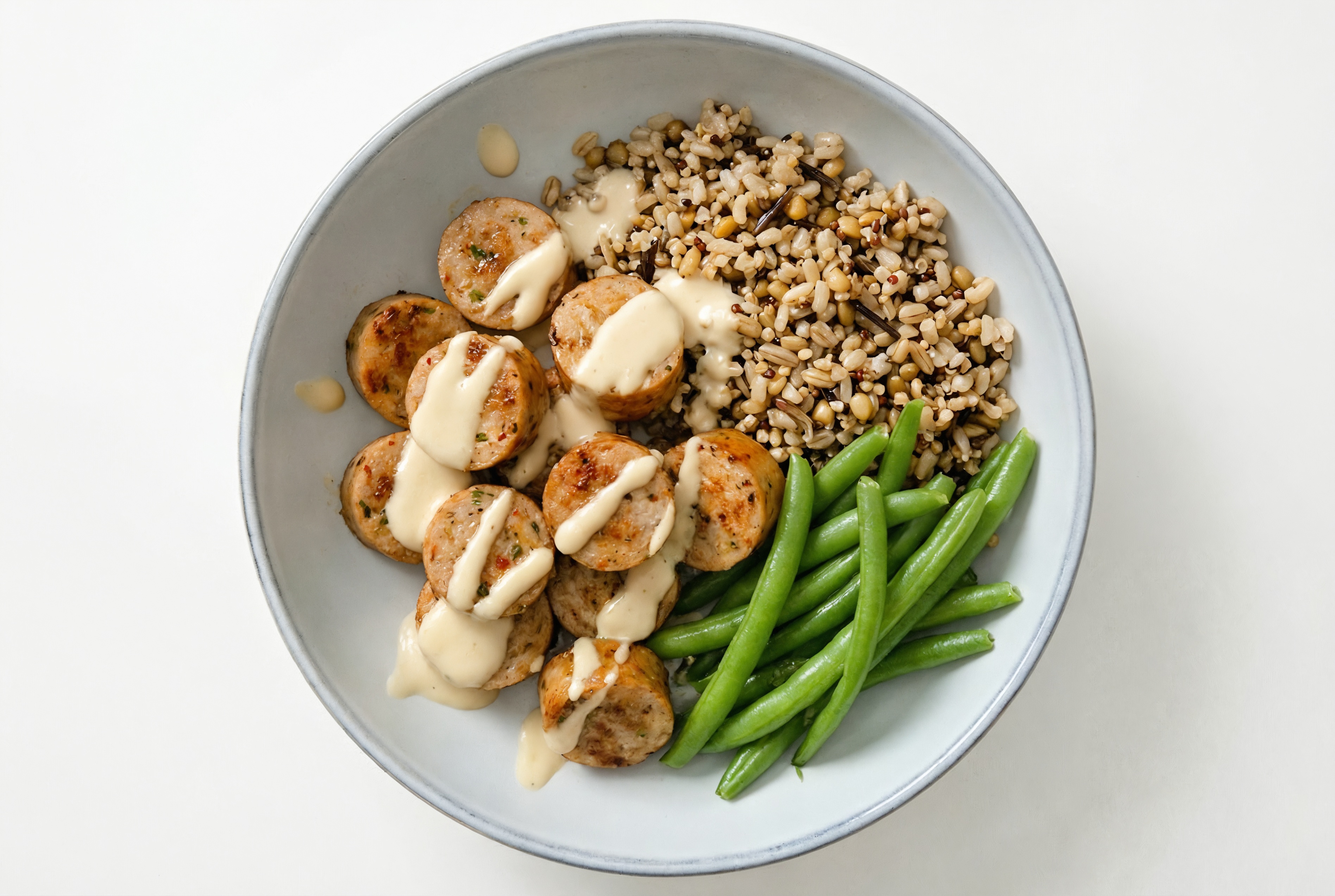 Creamy Garlic Italian Sausage + Organic Green Bean Grain Bowl