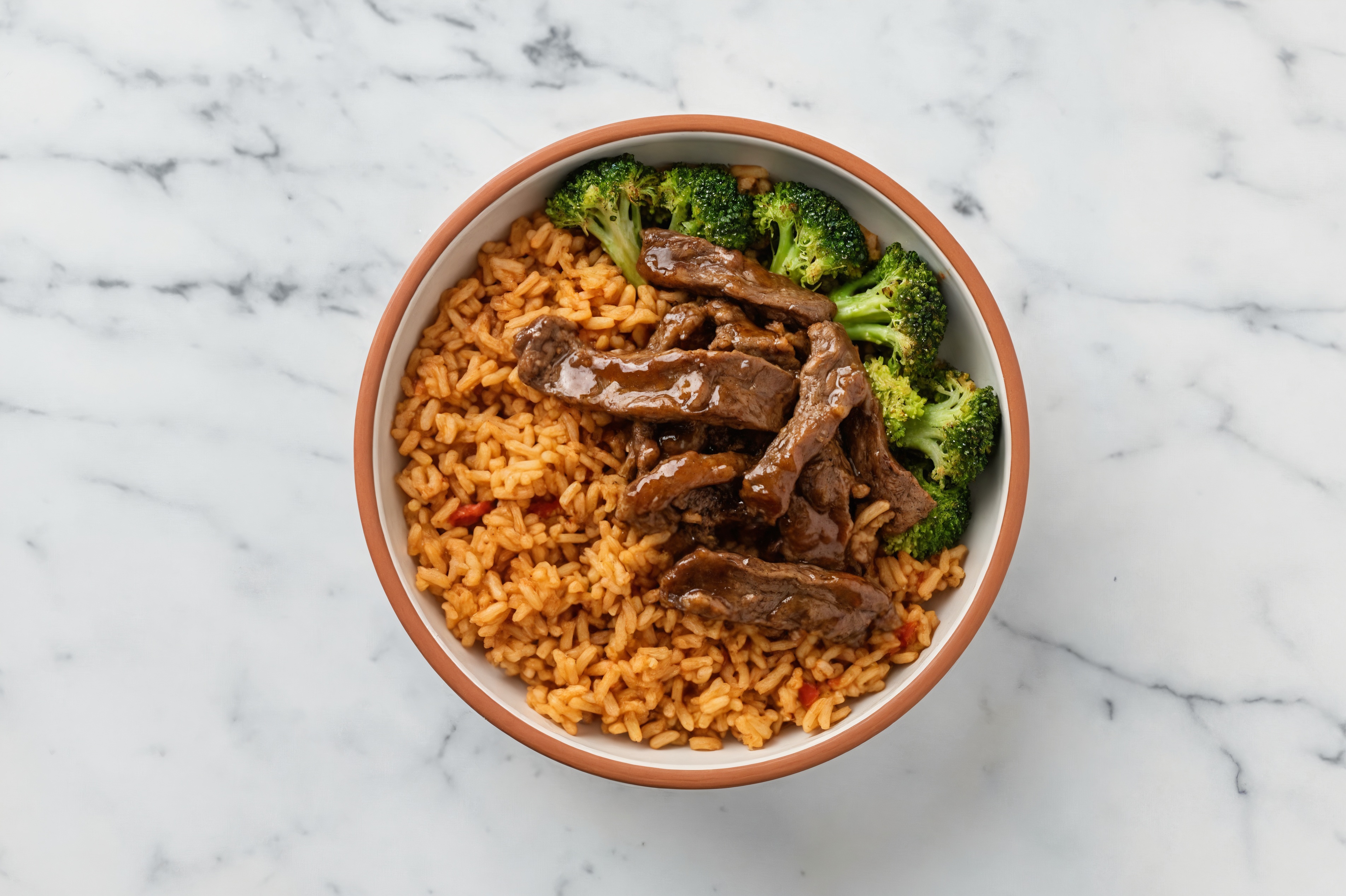 Honey Garlic Beef with Rice + Broccoli Florets