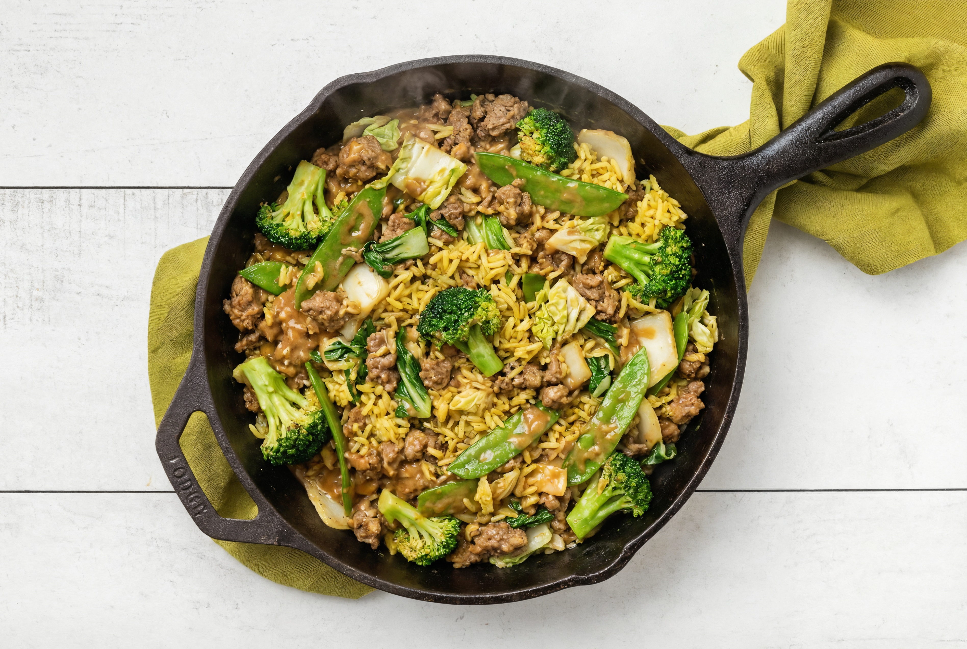 Thai Peanut Bok Choy + Ground Italian-Style Beef Stir-Fry