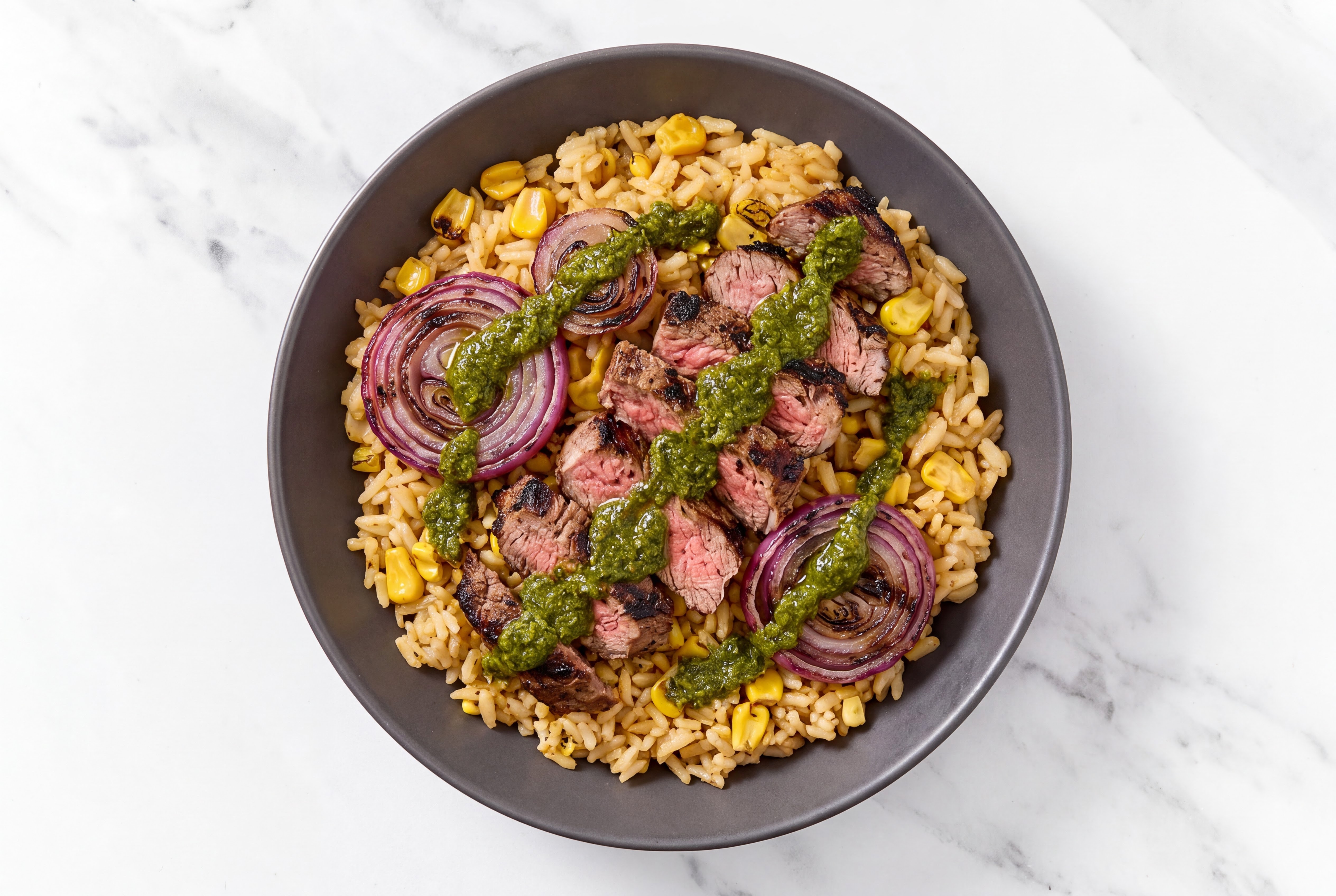 Grilled Zhoug Steak + Mexican Rice