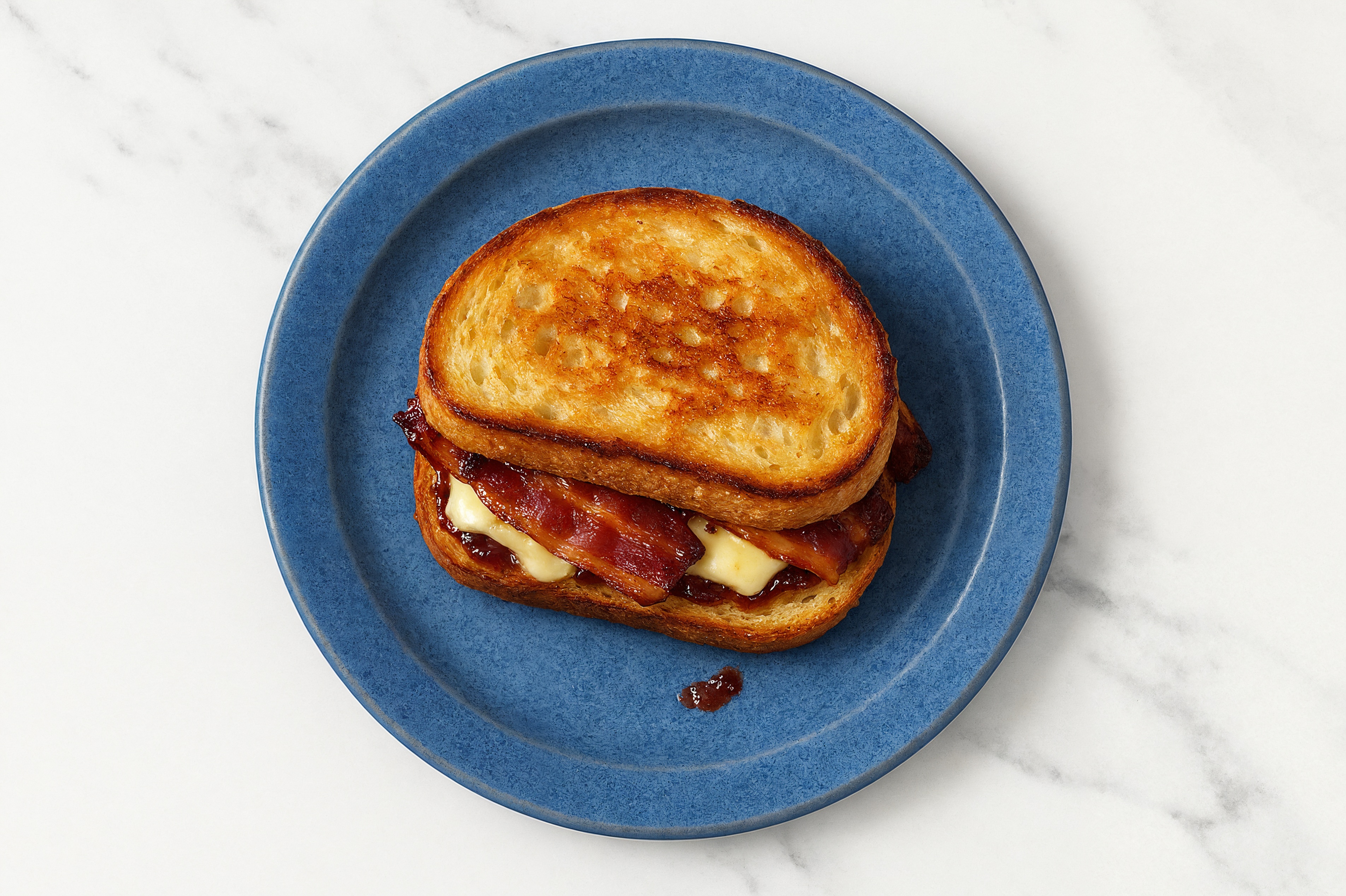 Maple Bacon, Brie + Strawberry Jam Sourdough Grilled Cheese