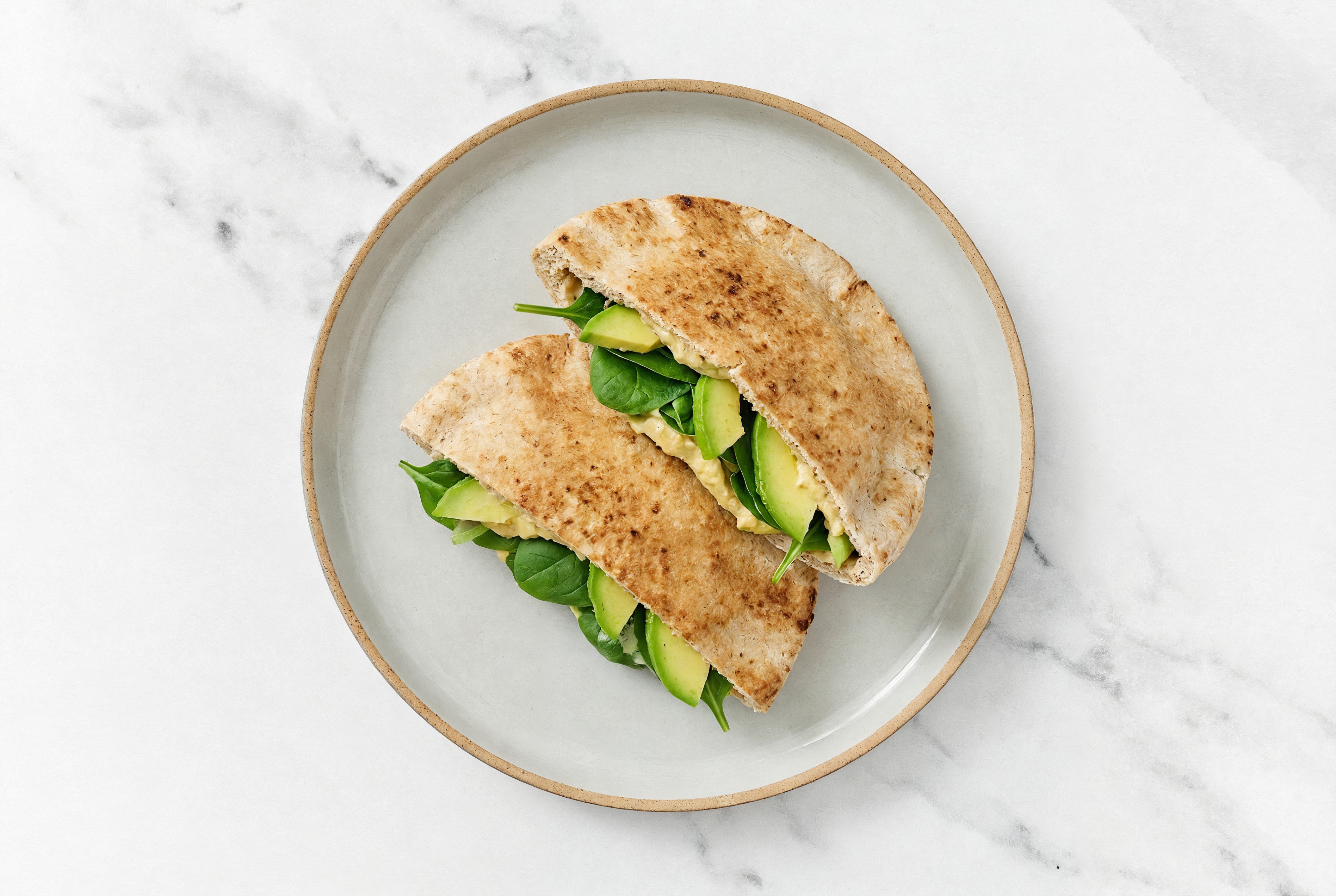 Onion Hummus + Avocado Whole Grain Pita Pockets