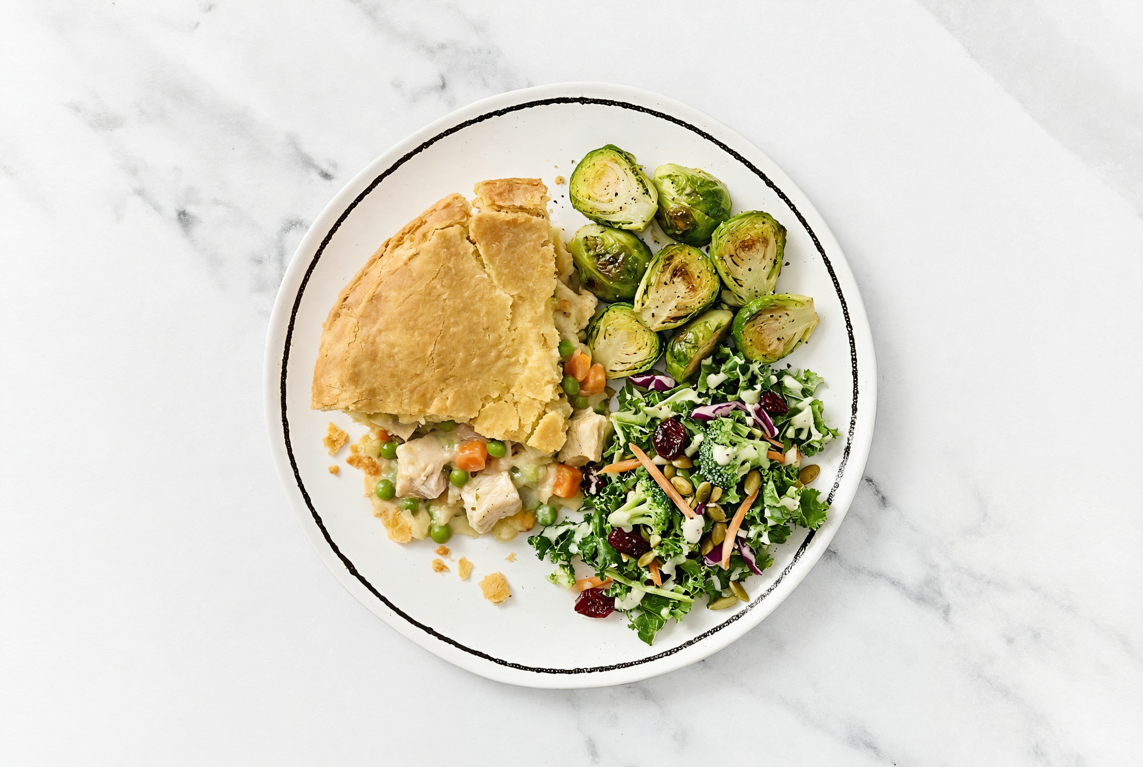 Chicken Pot Pie with Brussels & Kale Salad