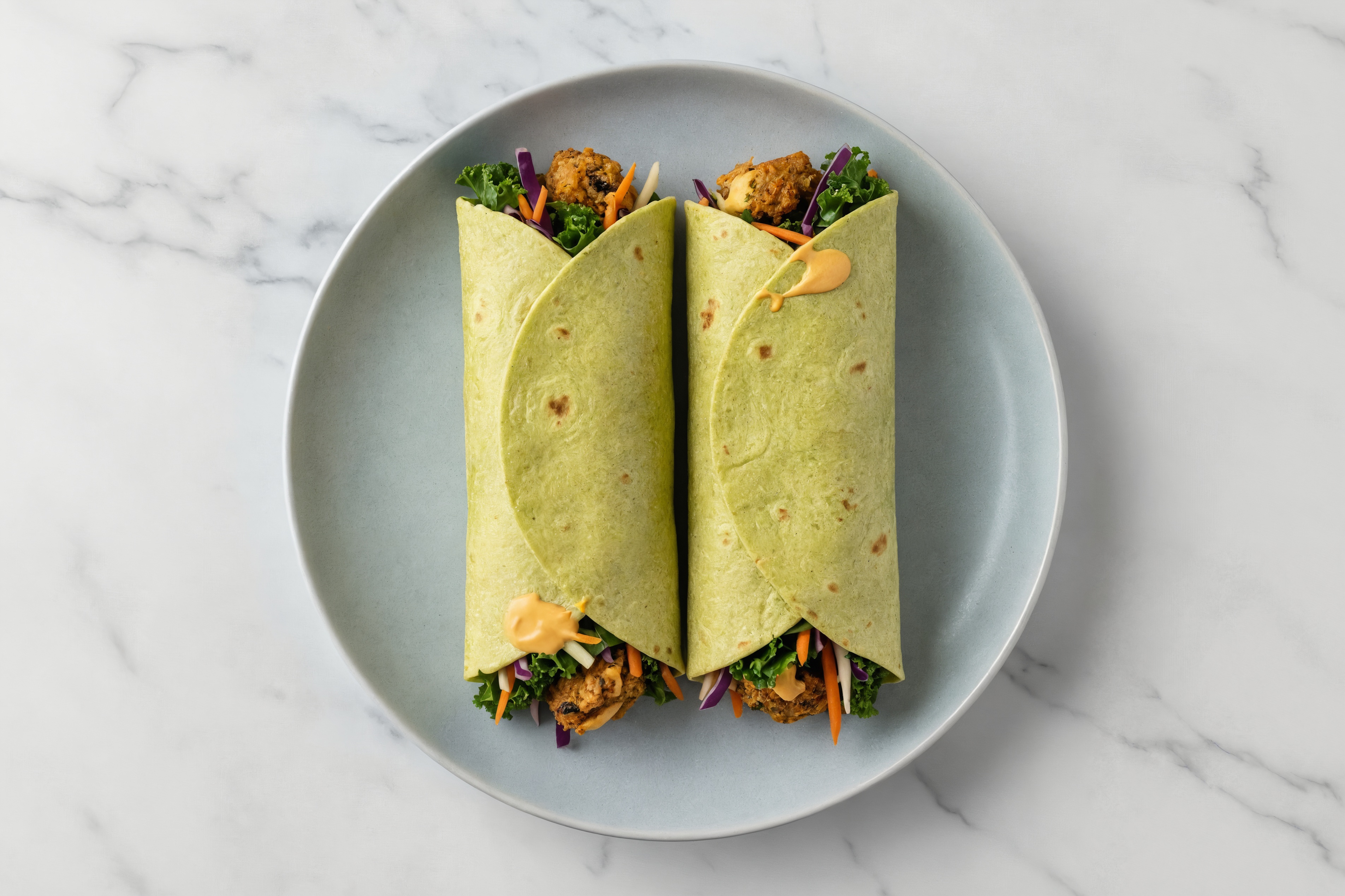 Super Special Black Bean Burger Wraps with Spinach Tortilla