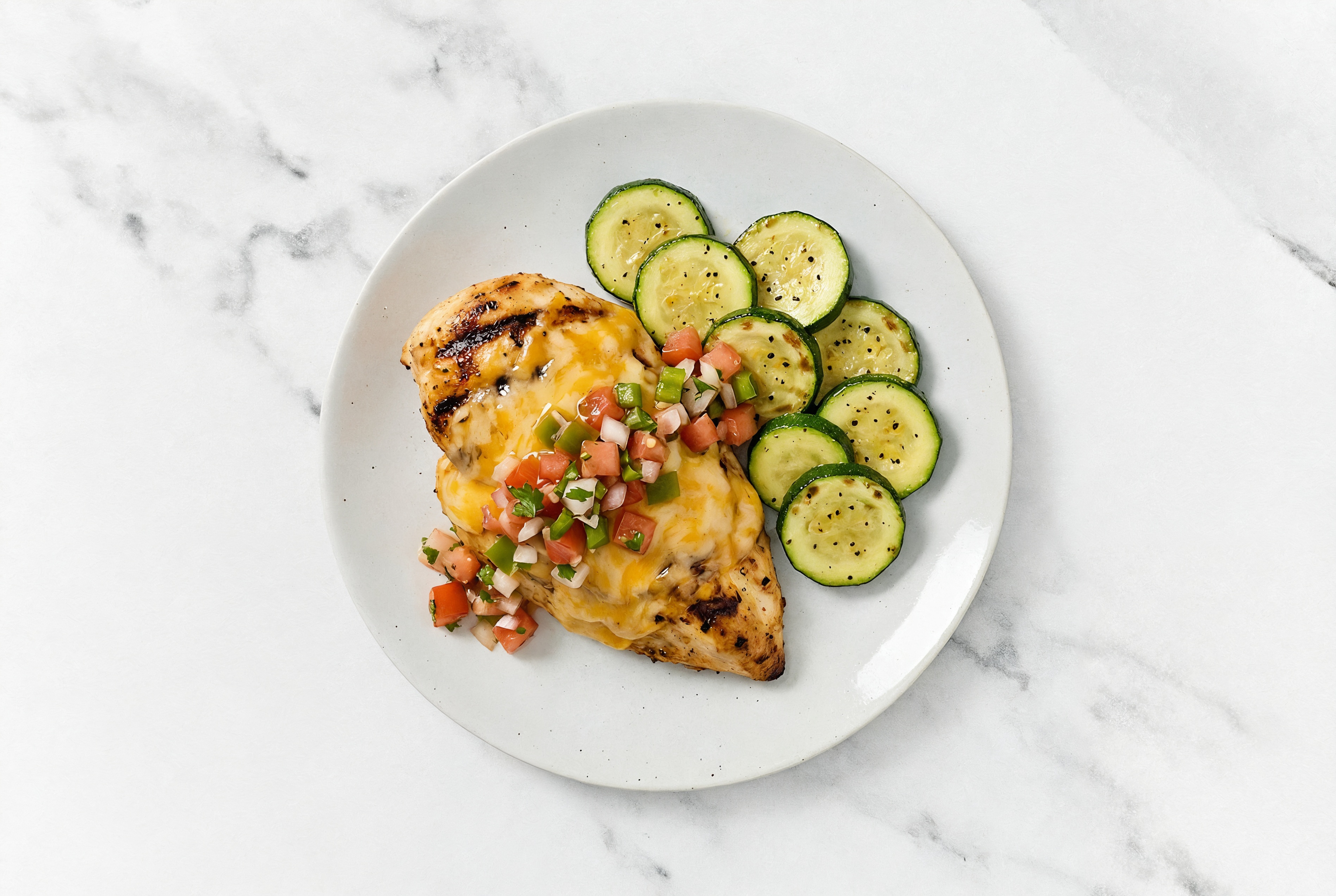 Cheesy Grilled Seasoned Chicken Breast + Fresh Salsa