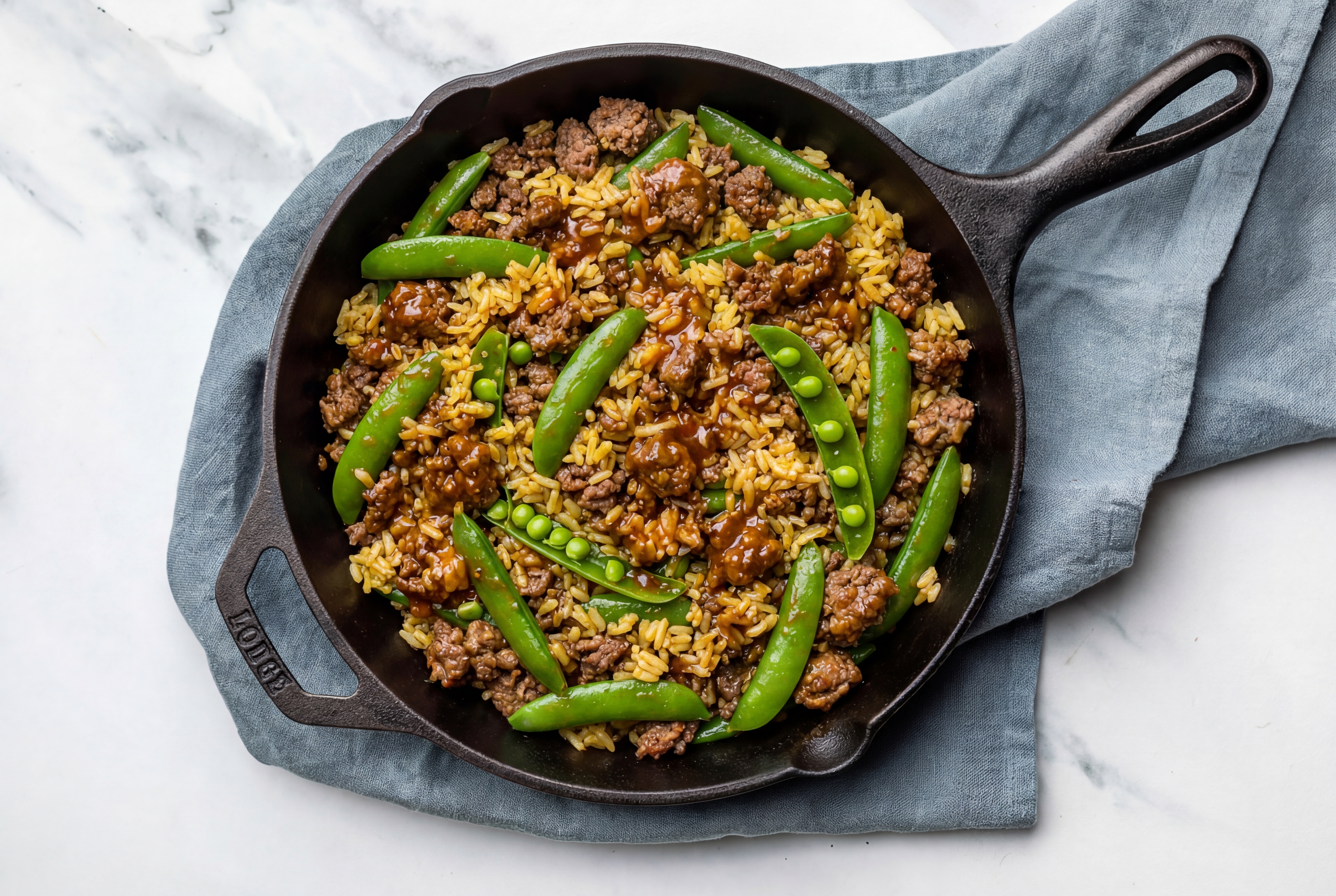 Sesame Ginger Pea Snap + Ground Italian-Style Beef Stir-Fry