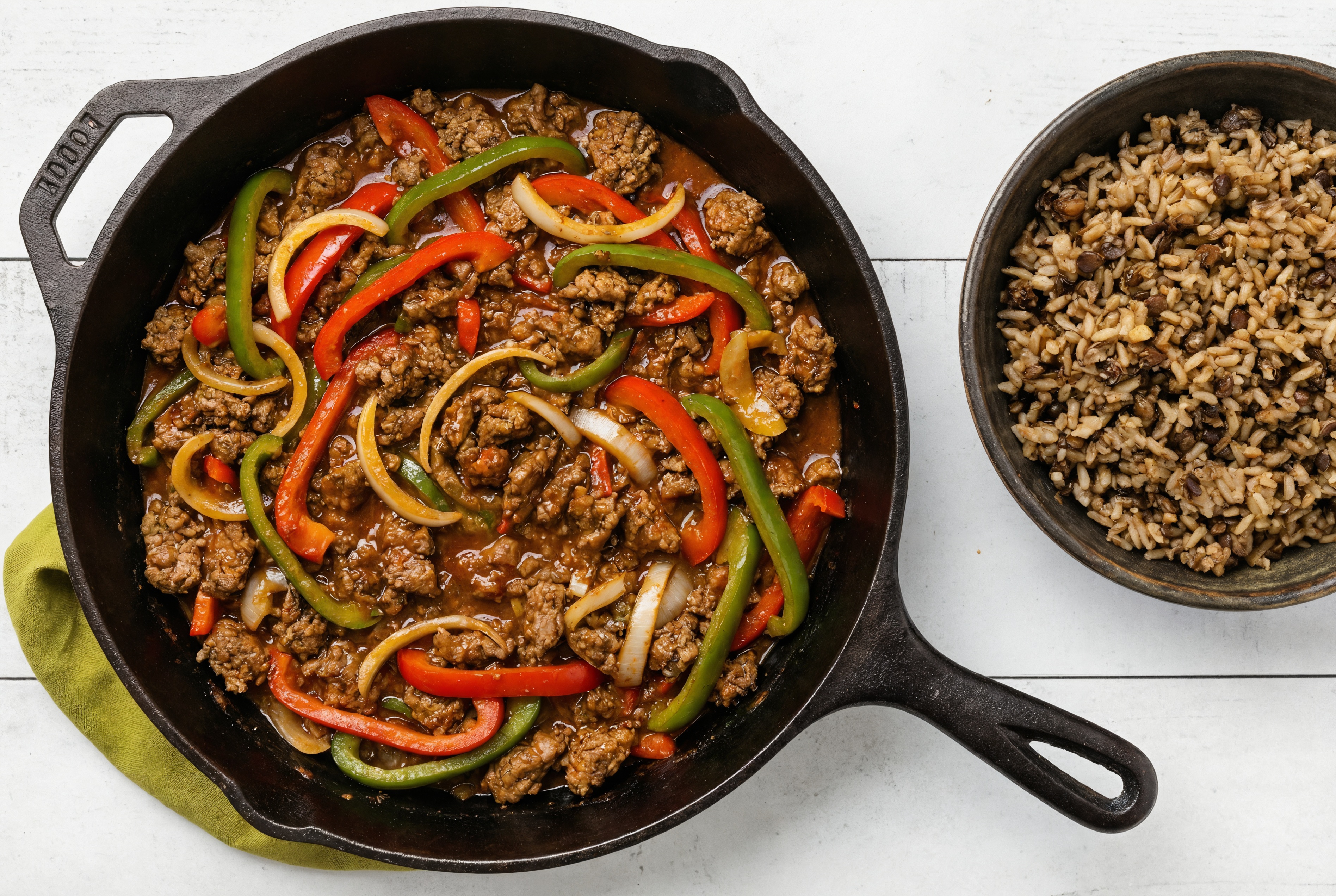 Spicy Vindaloo Ground Beef Stir-Fry with Bell Peppers over Quinoa