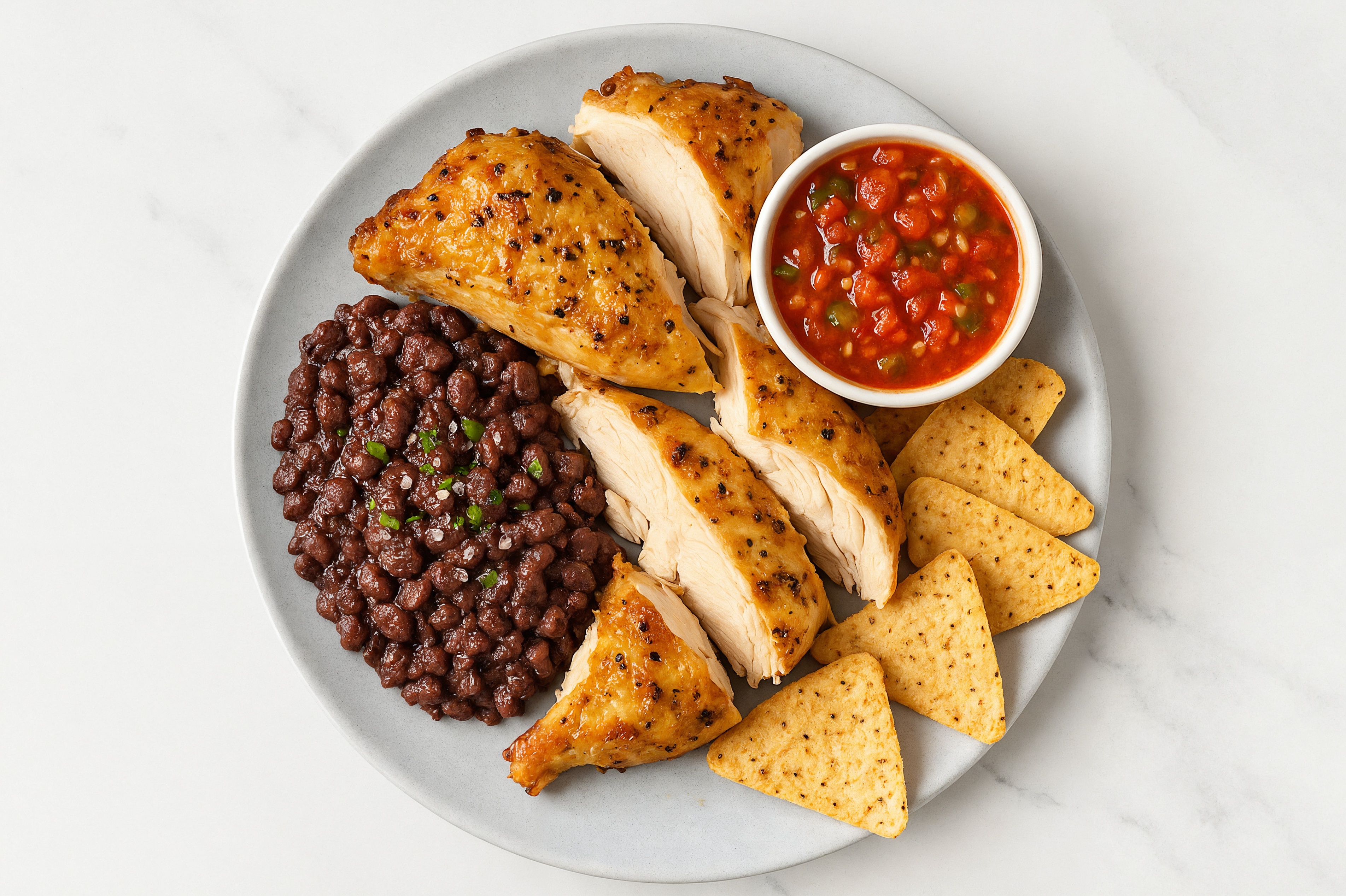 Juicy Chicken + Beans with Chips