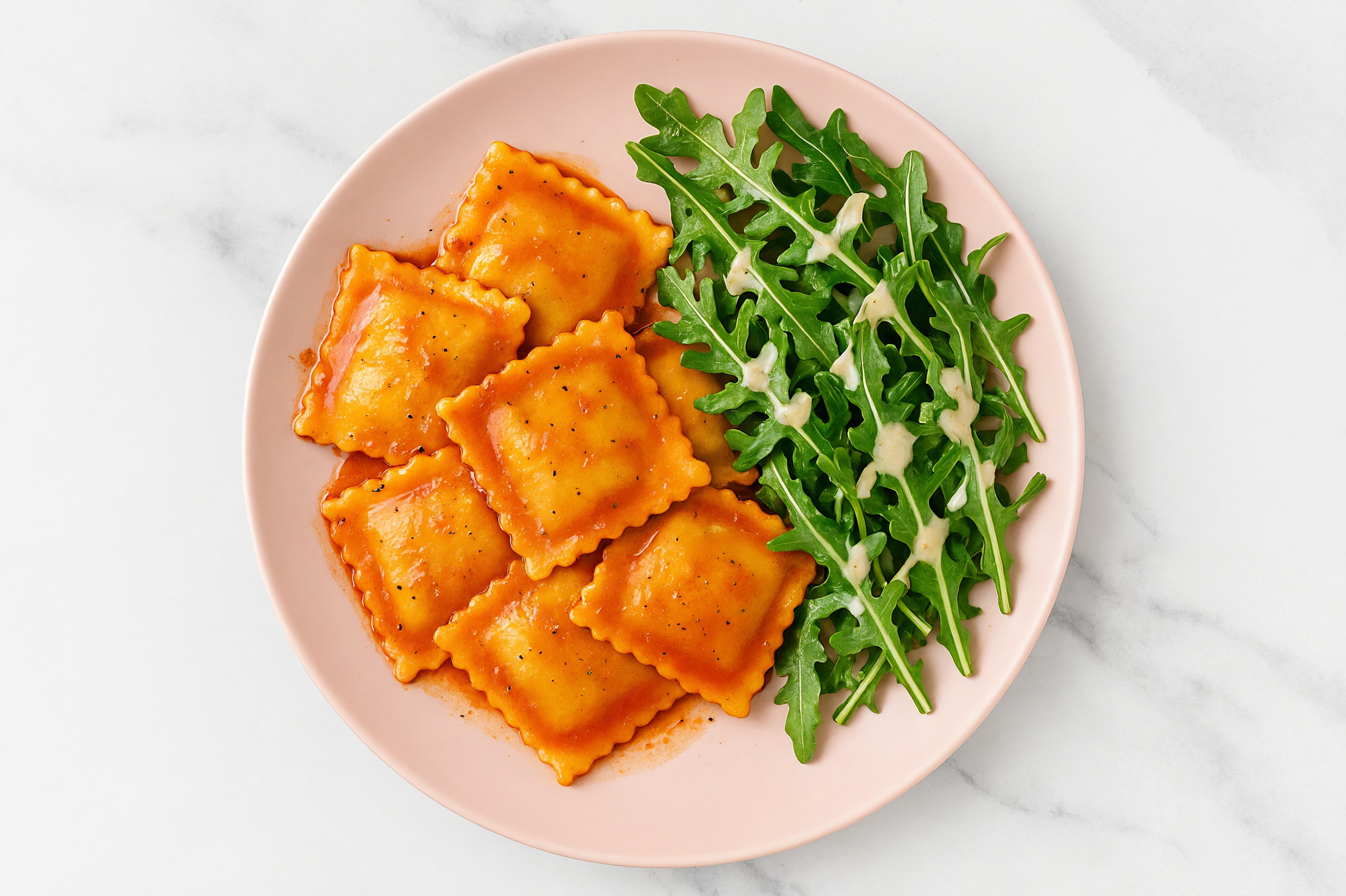 Hot Honey Ravioli + Simple Caesar Side Salad