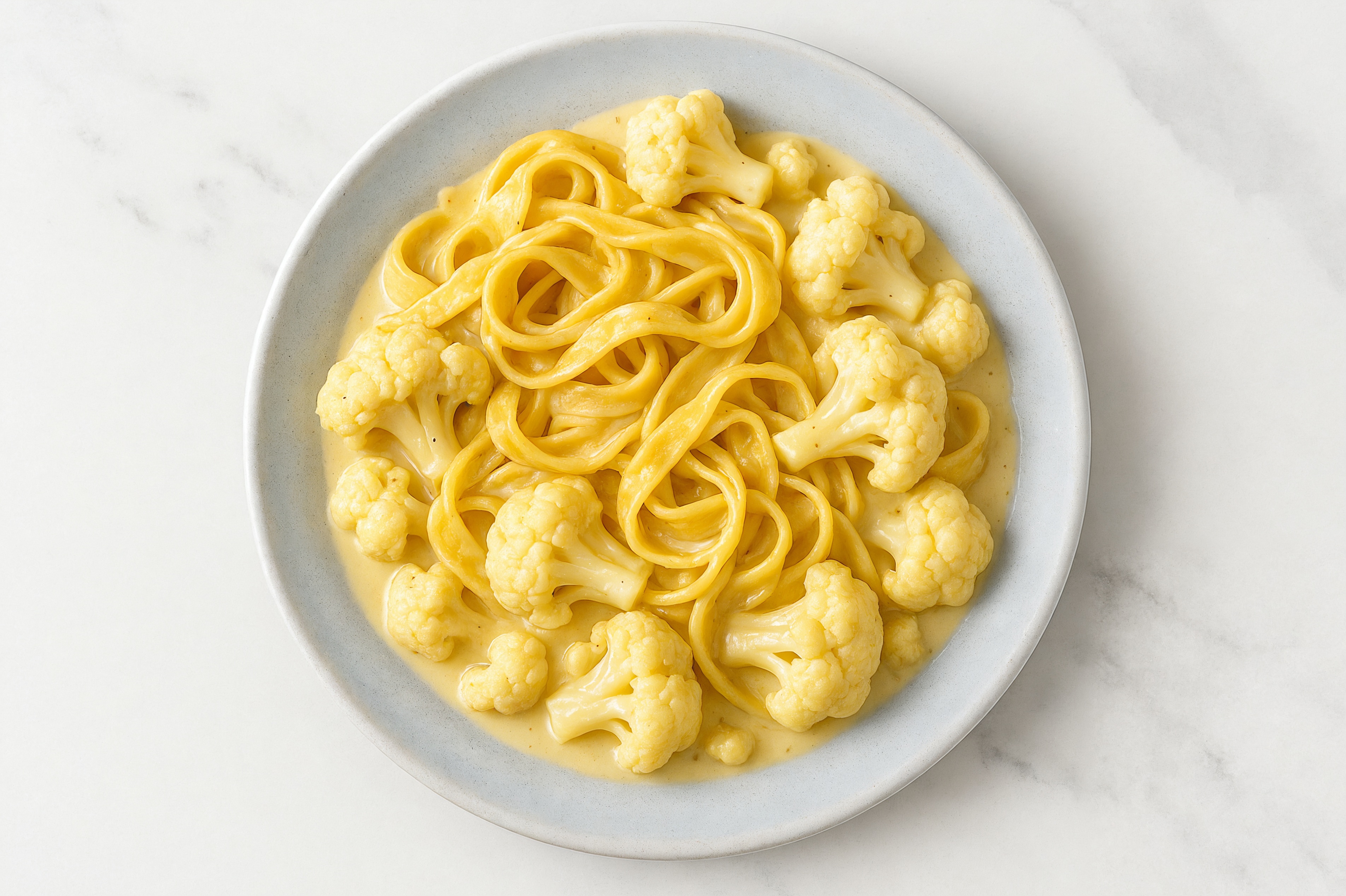 Creamy Cheddar Egg Tagliatelle Pasta with Cauliflower