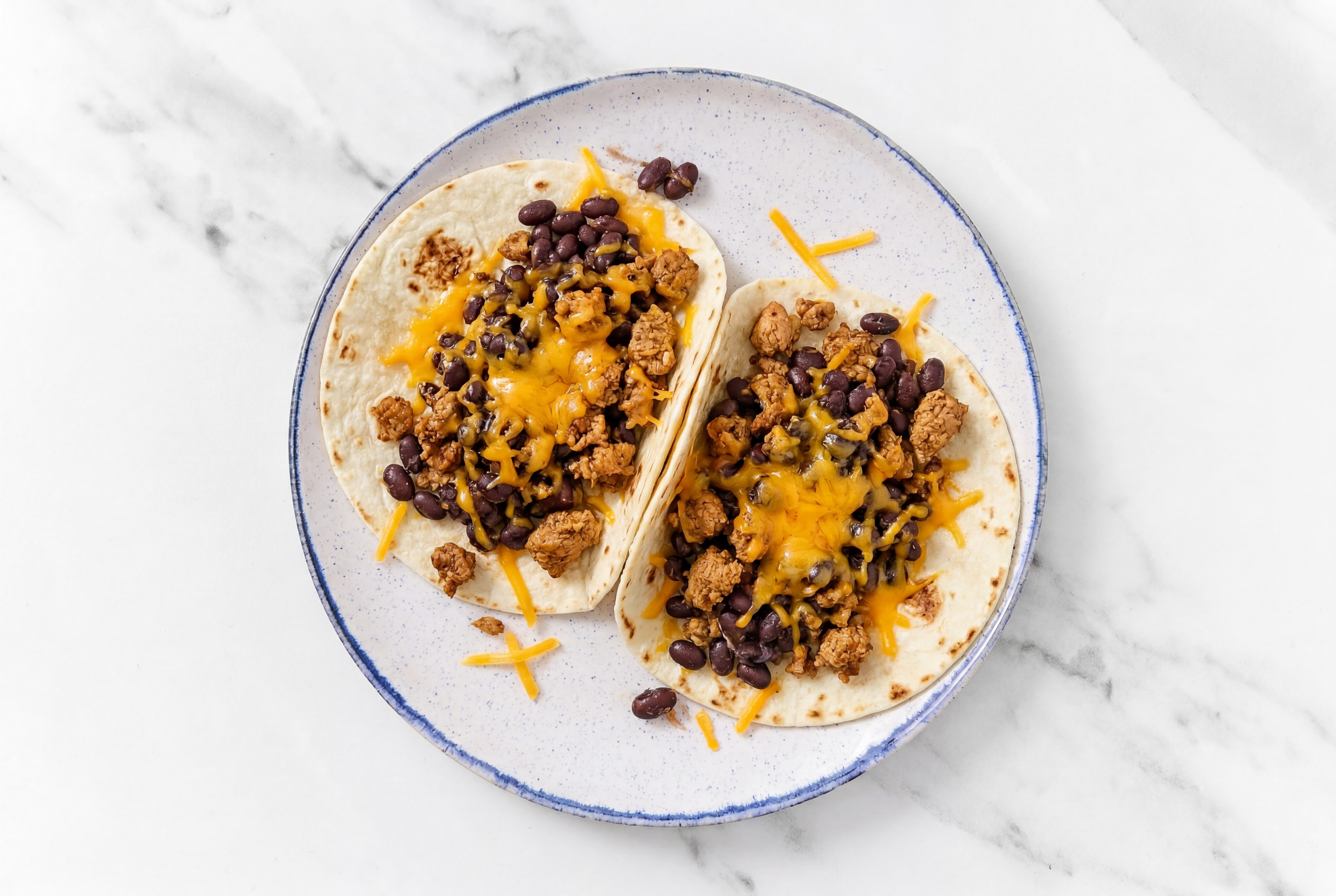  Ground Turkey Tacos with Cheddar Cheese & Cuban Spiced Black Beans