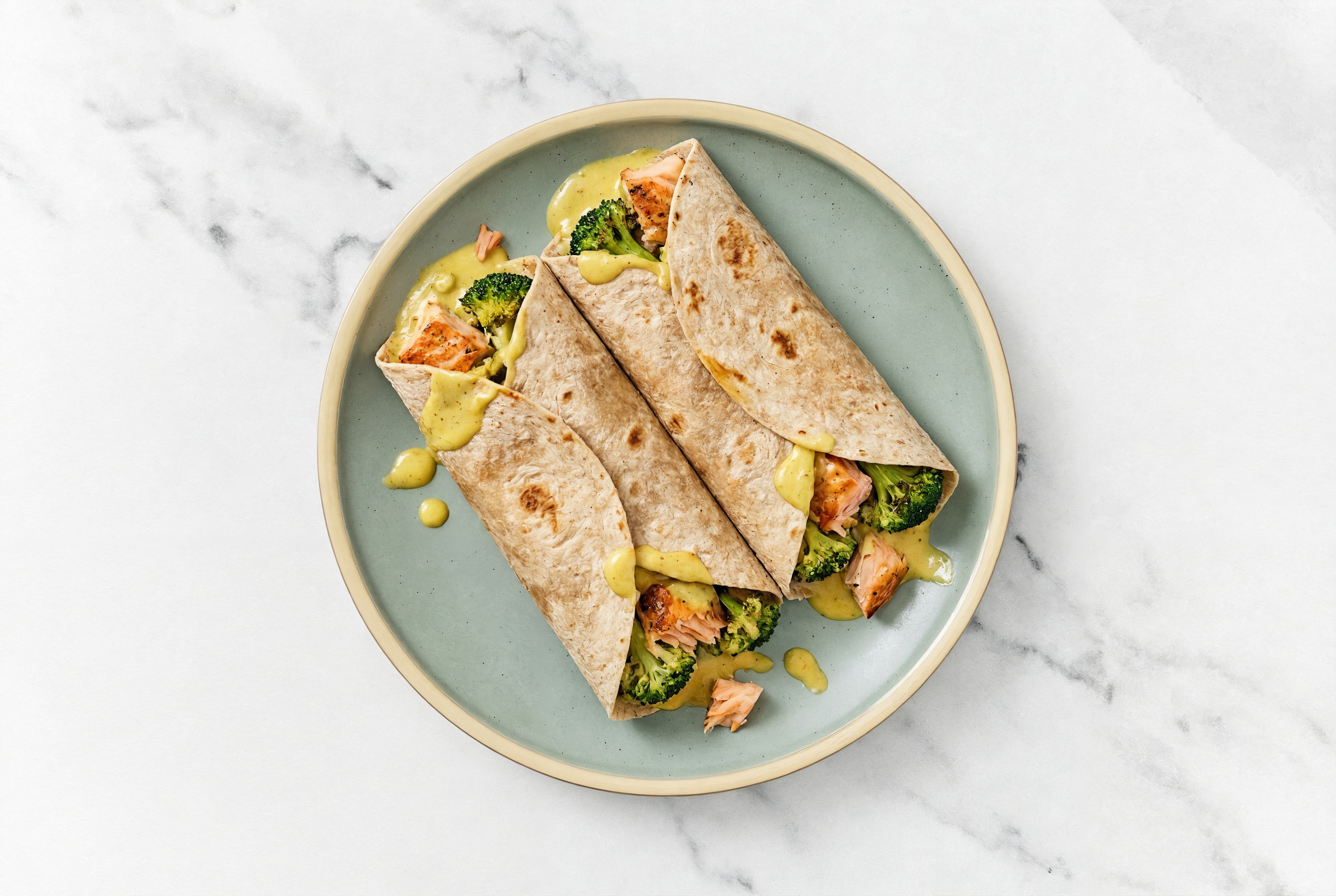 Whole Grain Curry Salmon + Veggie Wrap