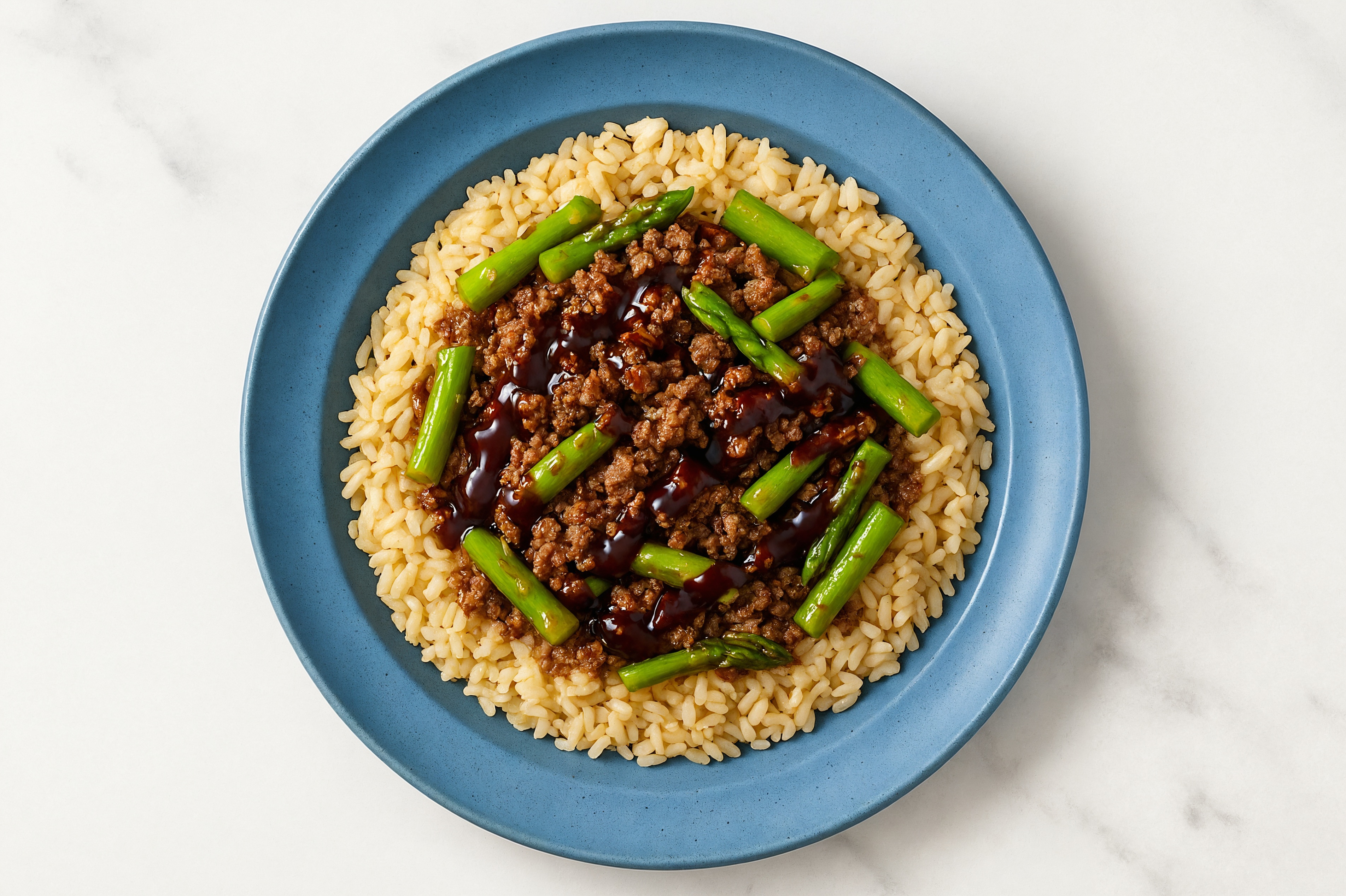 Japanese BBQ Ground Lamb + Organic Brown Rice Bowl with Baby Asparagus