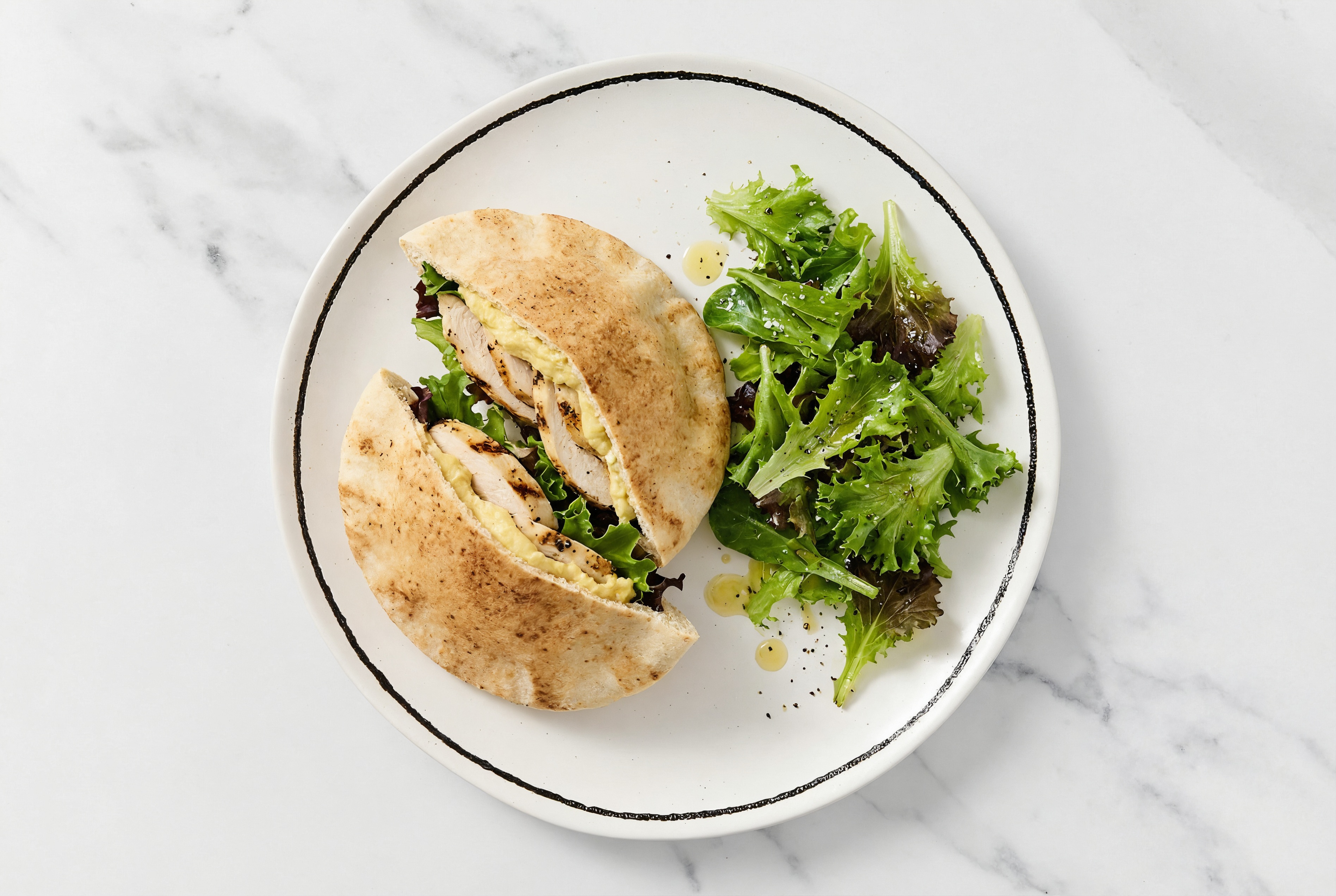  Shawarma-Inspired Seasoned Grilled Chicken Breast Traditional Pita Sandwich
