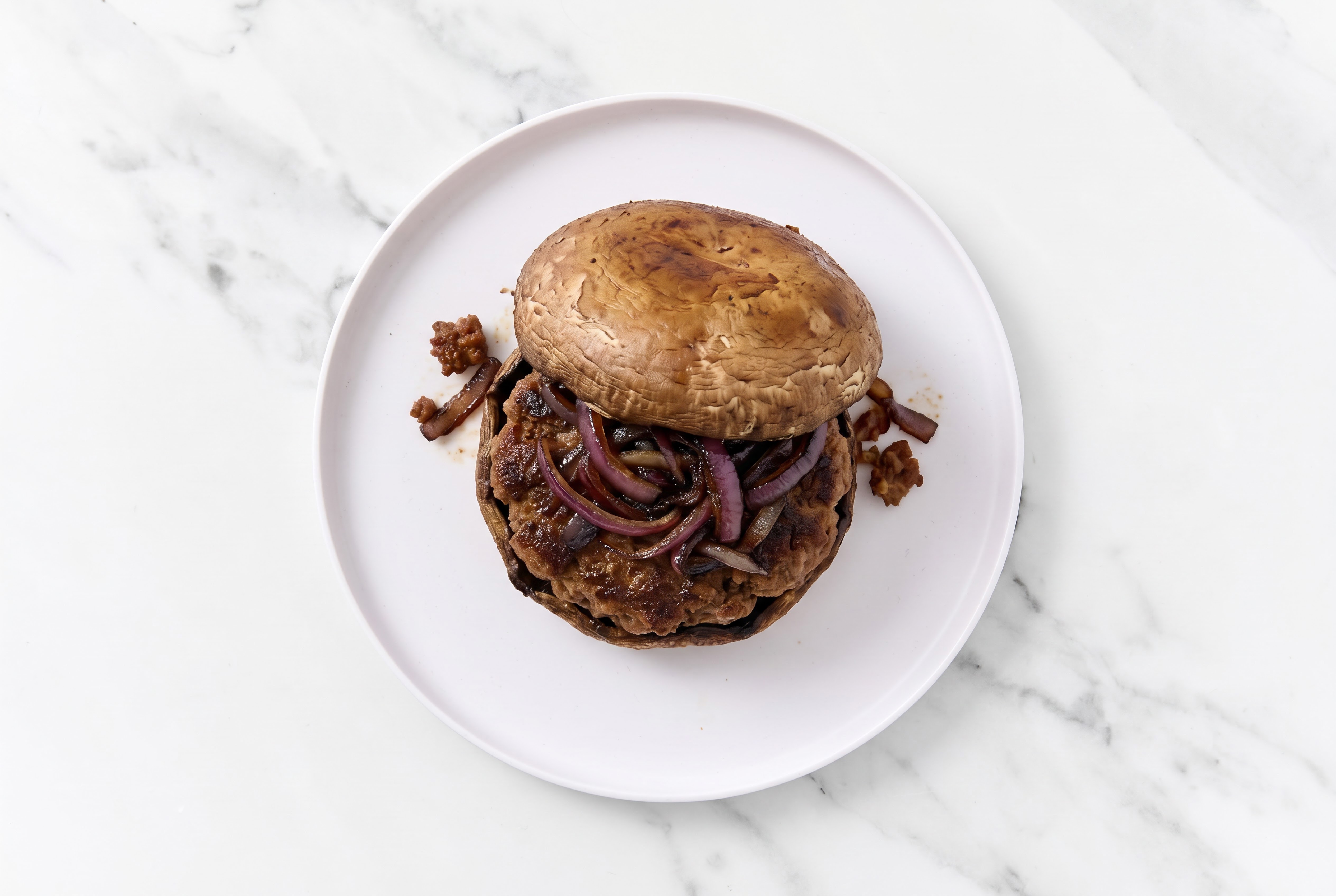 Deluxe Mexican-Style Ground Beef Cheeseburger on Mushroom Bun