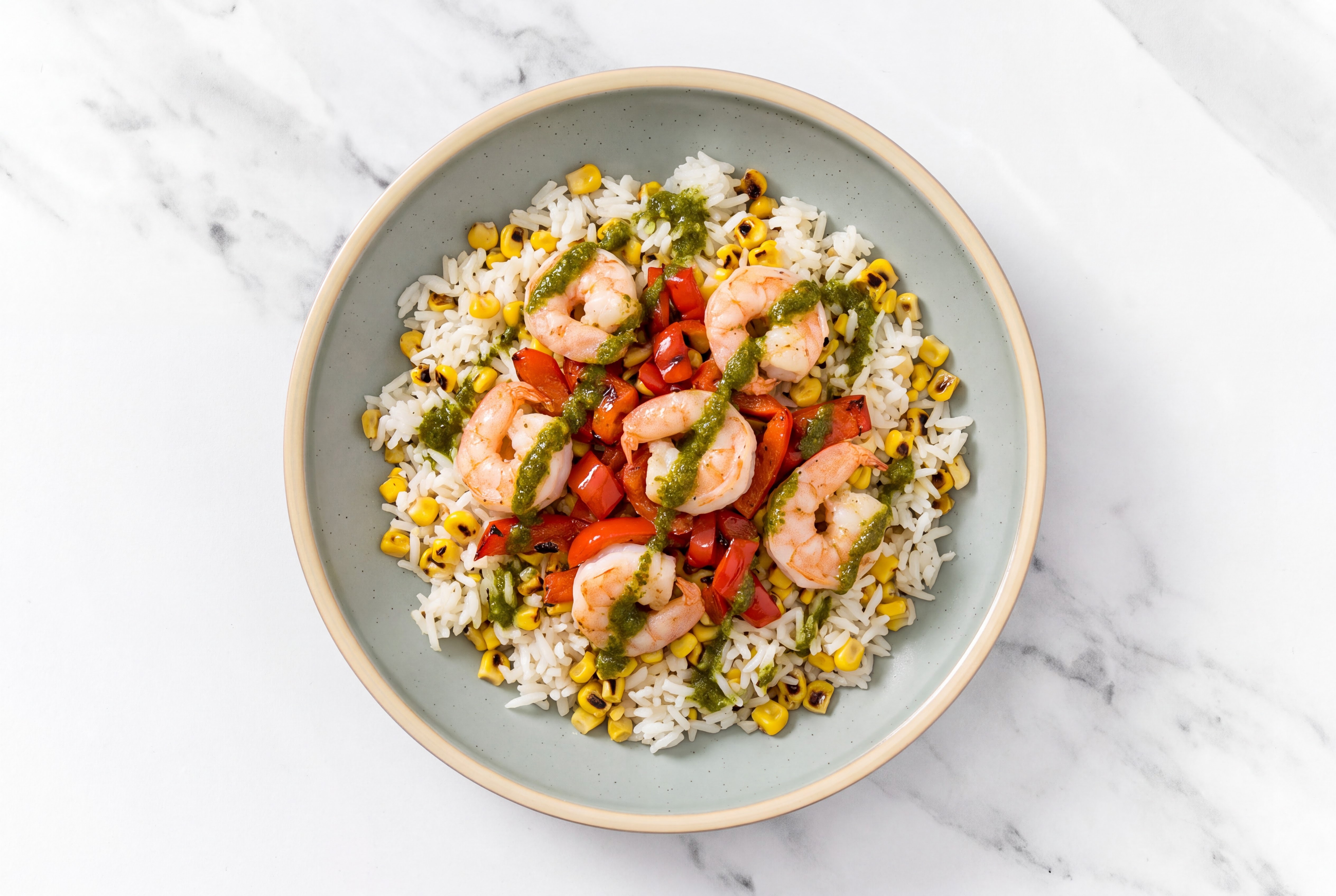 Zhoug Gulf Shrimp + Mexican Street Corn Rice Bowl