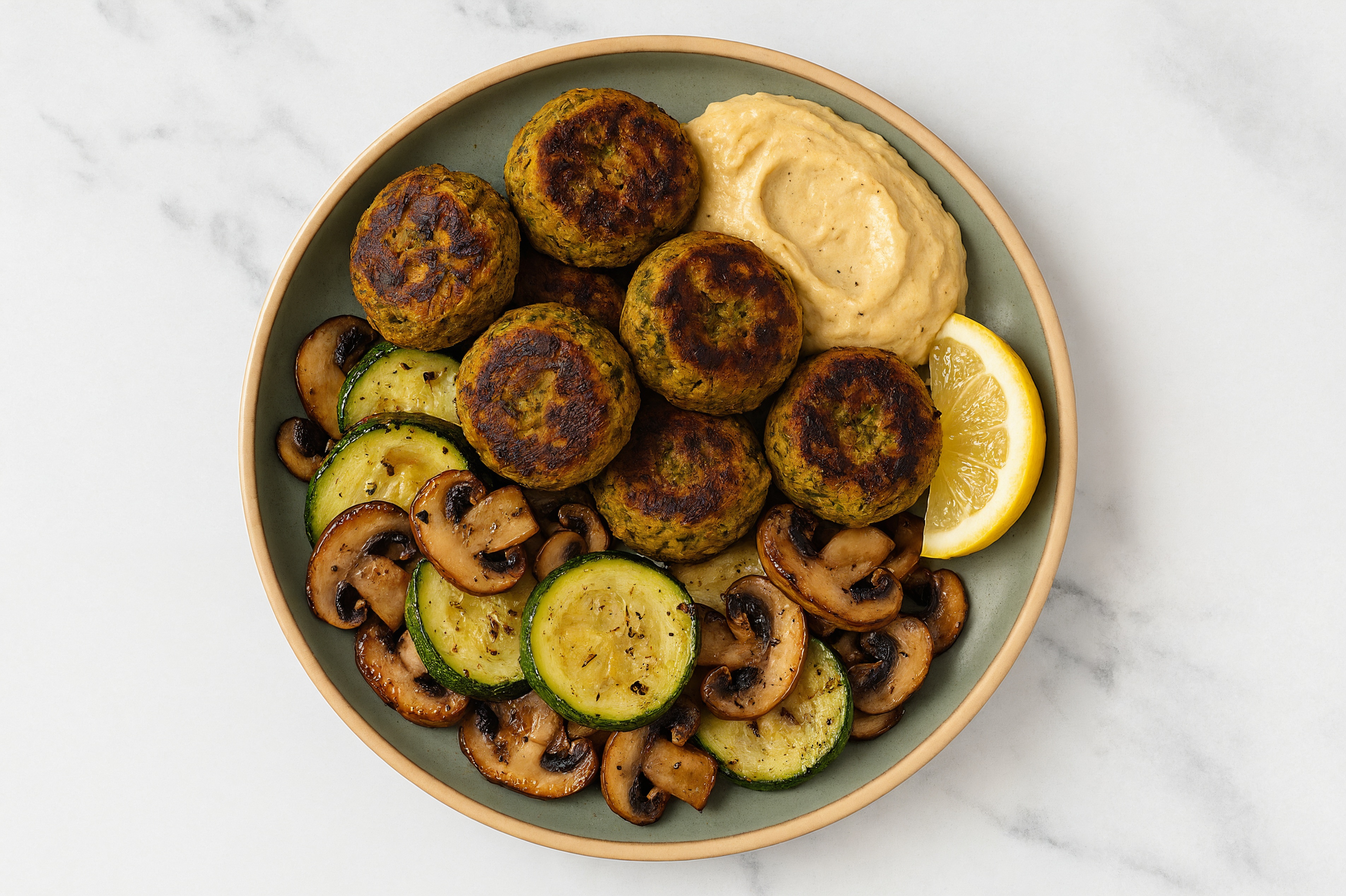 French Onion Hummus Falafel Bowl