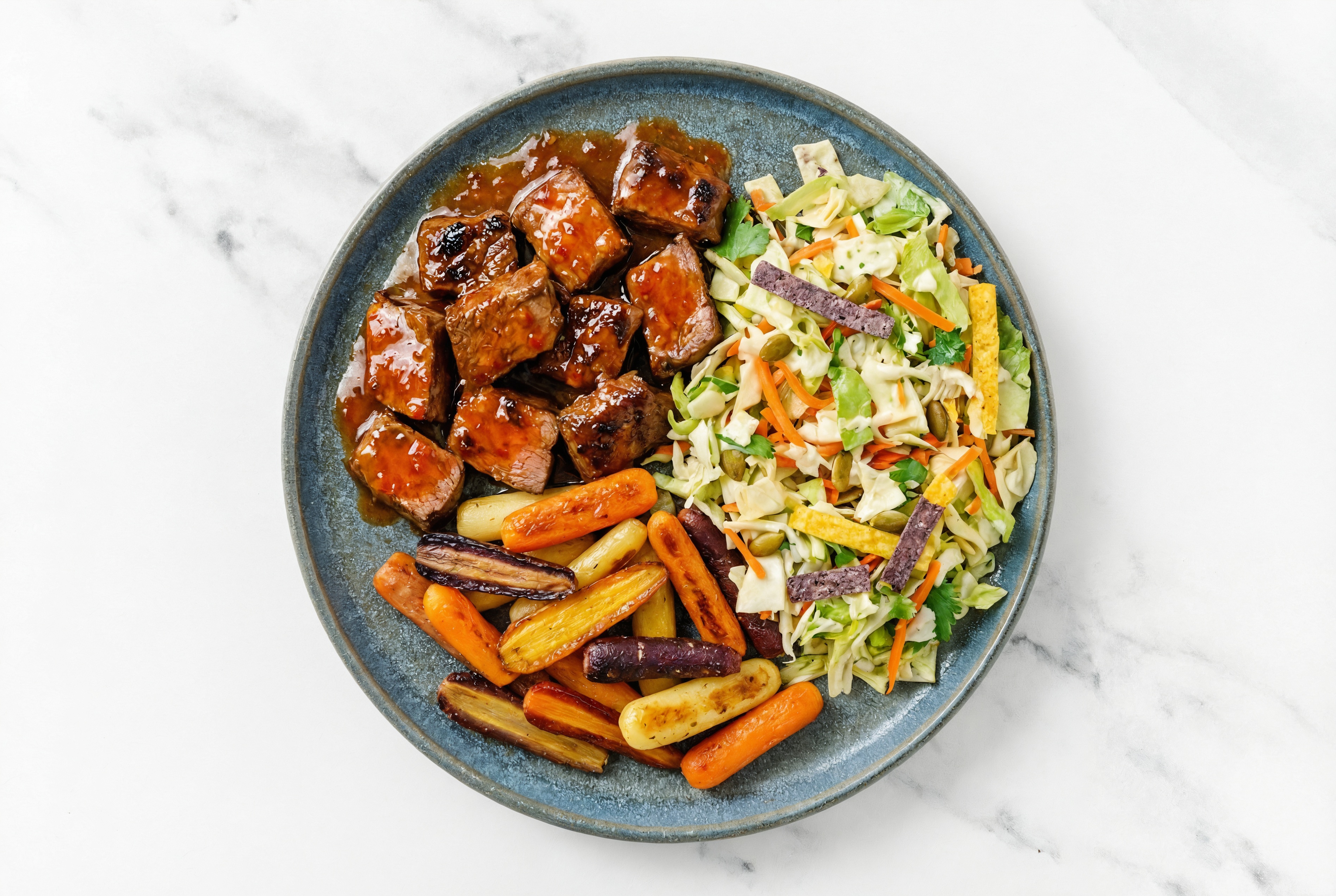 Sweet Chili Baked Flank & Baby Carrots with Southwest Salad