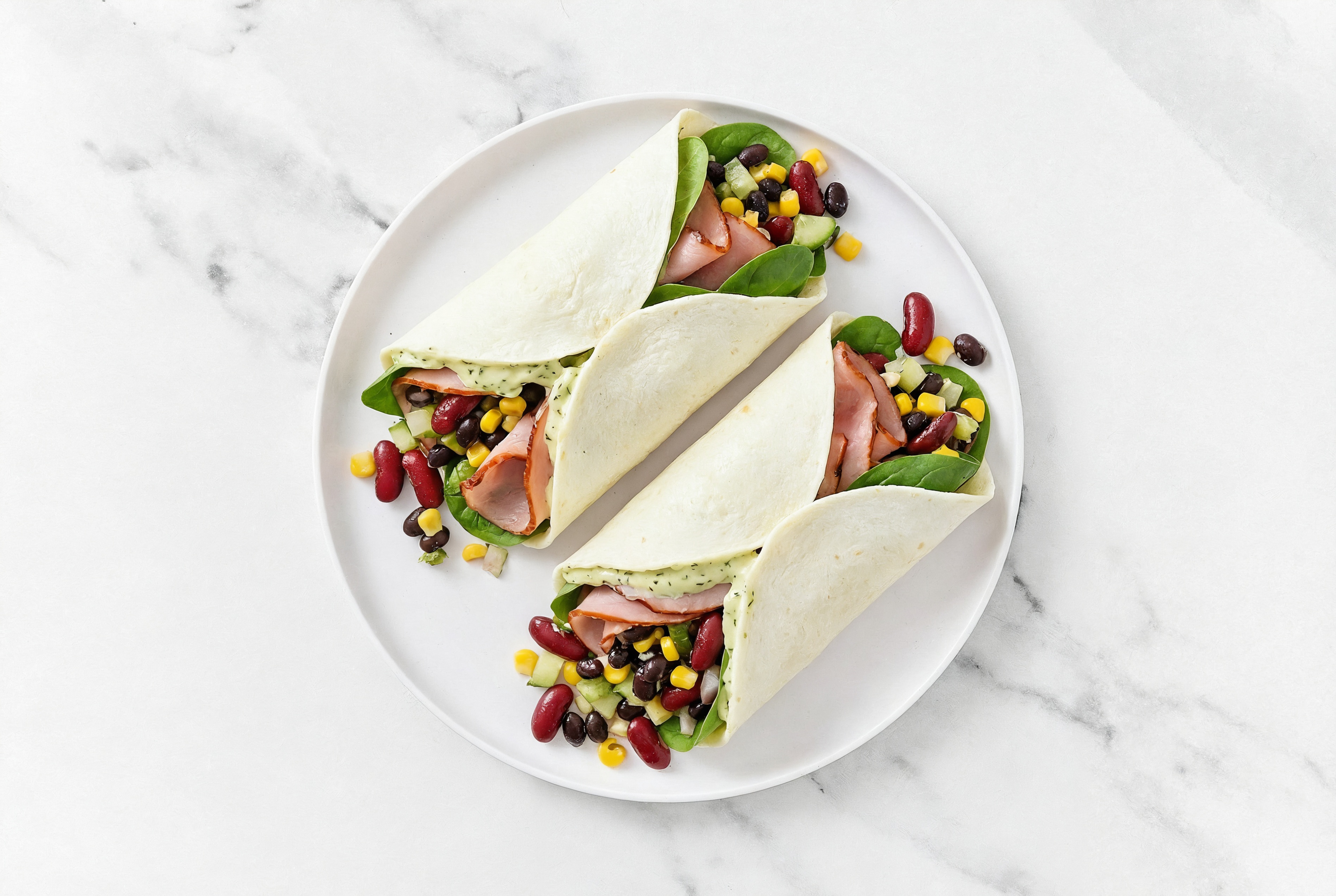 Jalapeño Honey Ham + Cucumber Wraps with Spinach