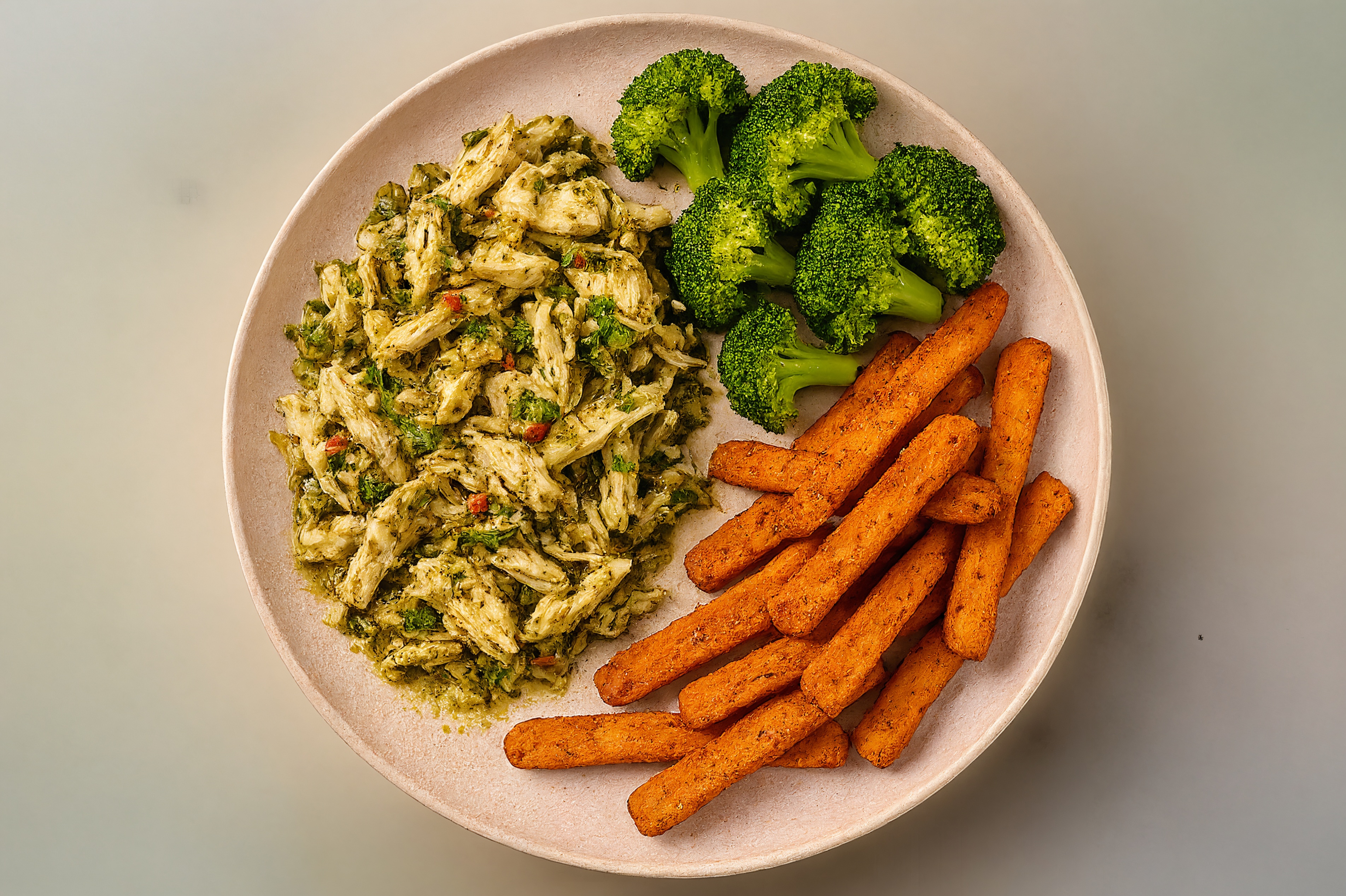 Cilantro Chicken with Organic Broccoli + Fries