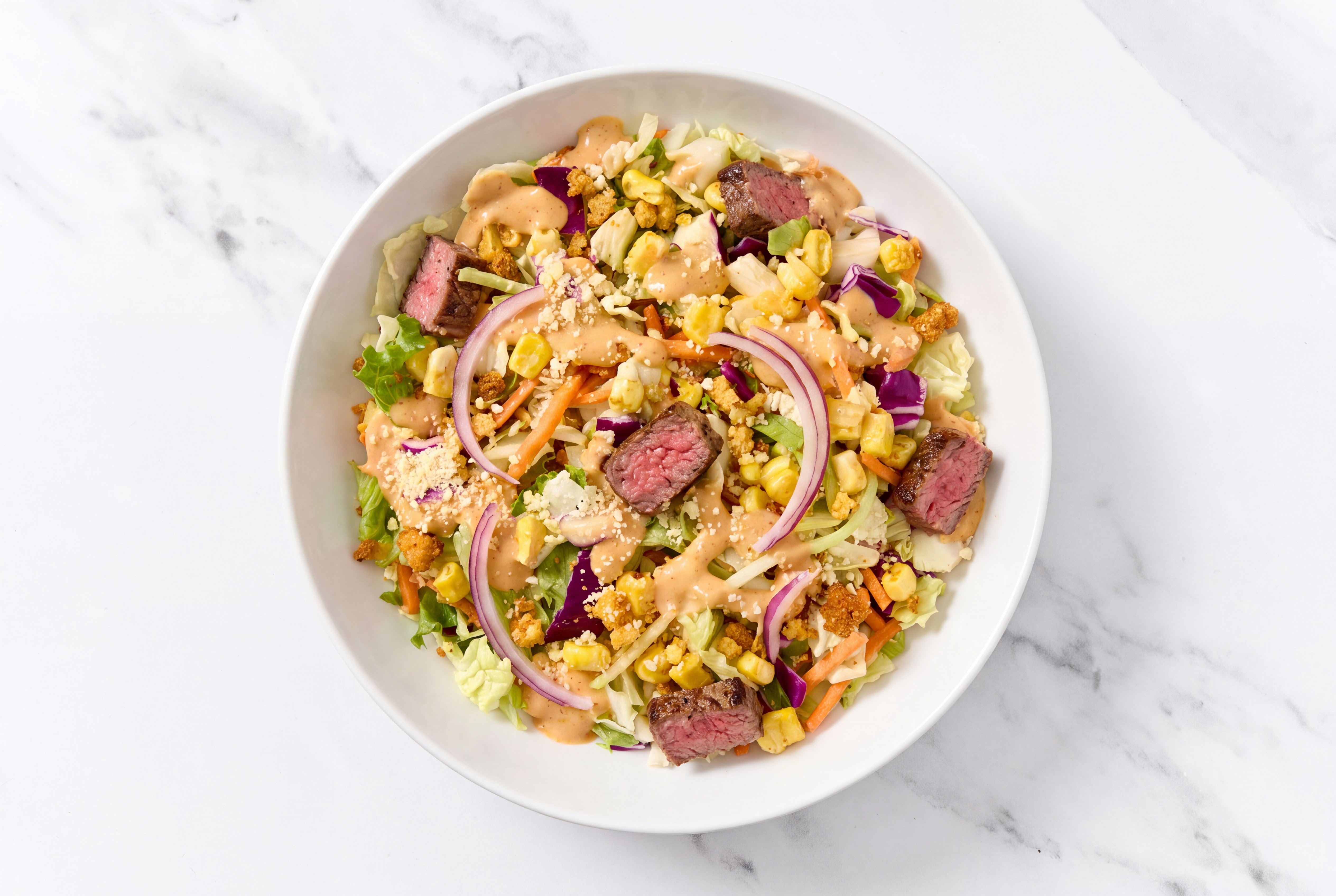 Street Corn Beef Salad with Red Onion