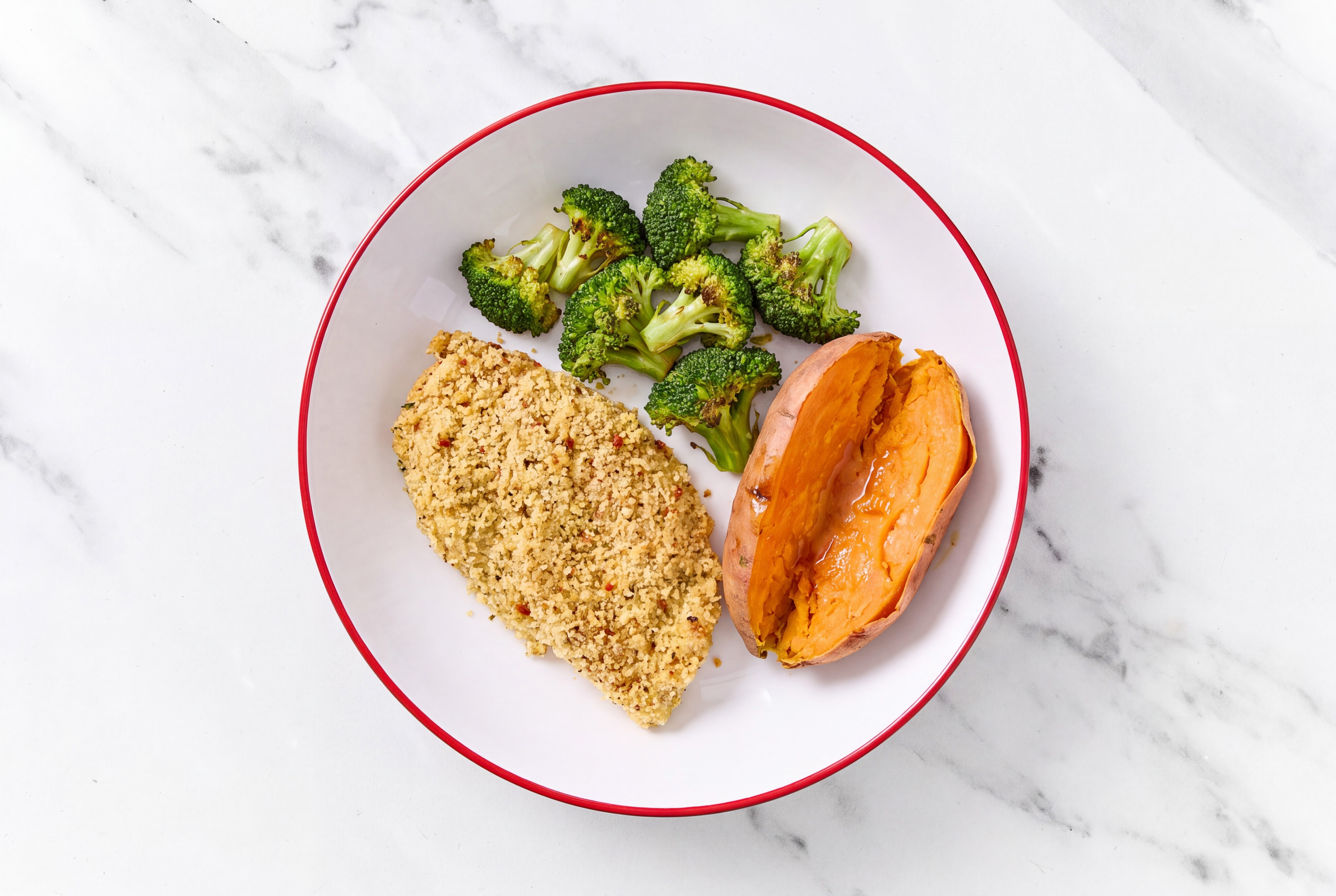 Parmesan Breaded Chicken Cutlet with Broccoli & Sweet Potato