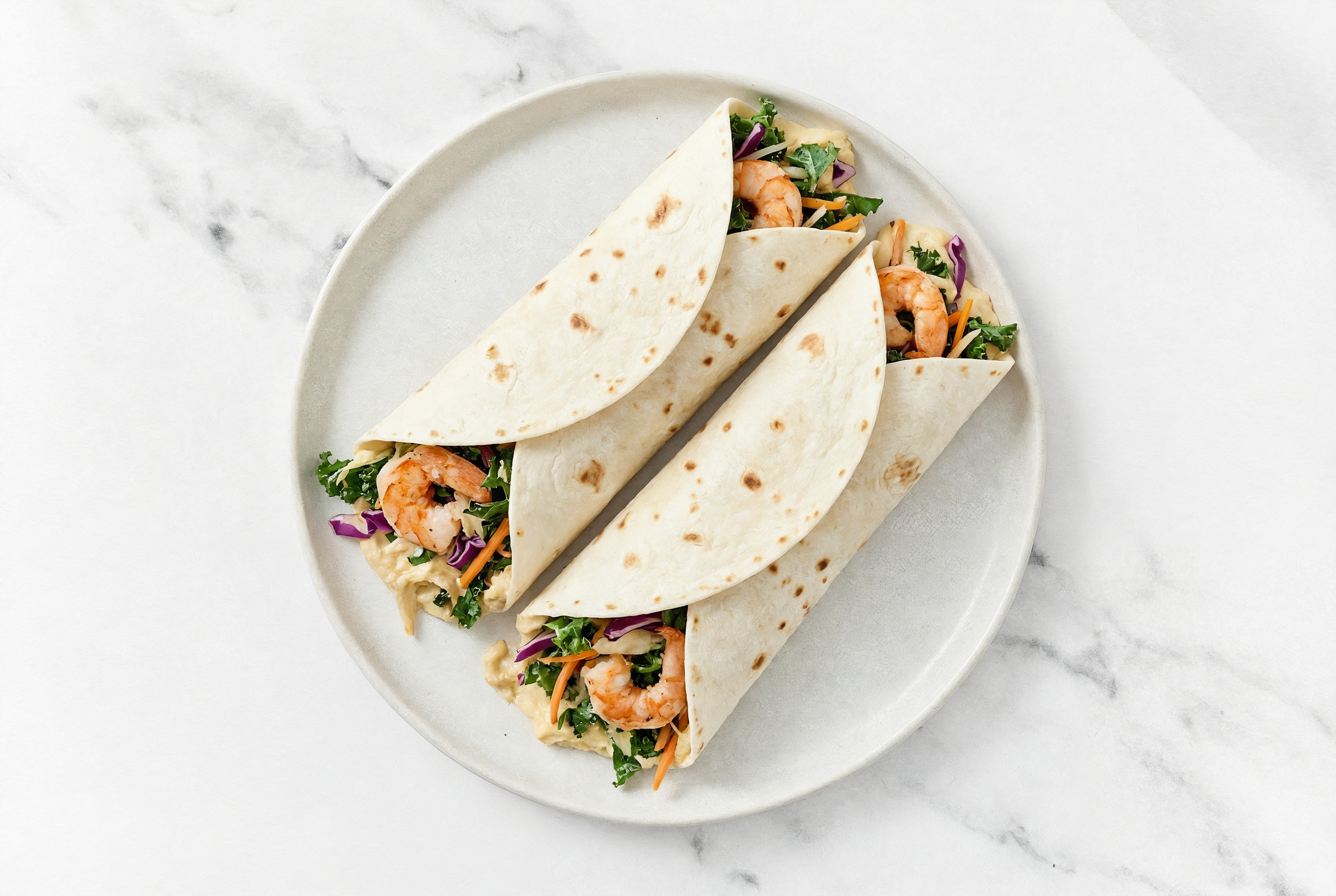Hearty Medium Cooked Shrimp + Rainbow Veggie Wrap