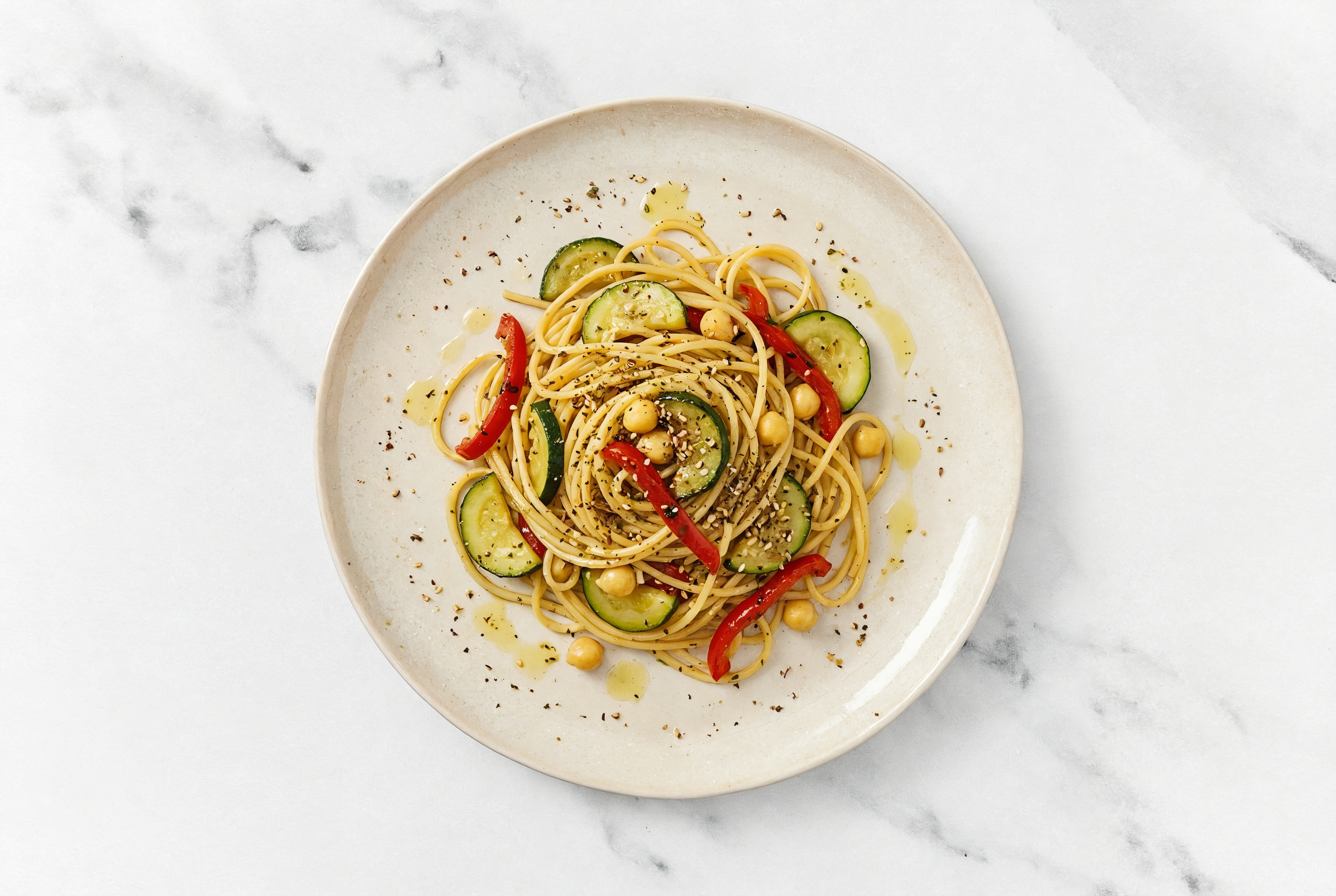 Gluten Free Spaghetti with Zucchini + Za'atar Flare