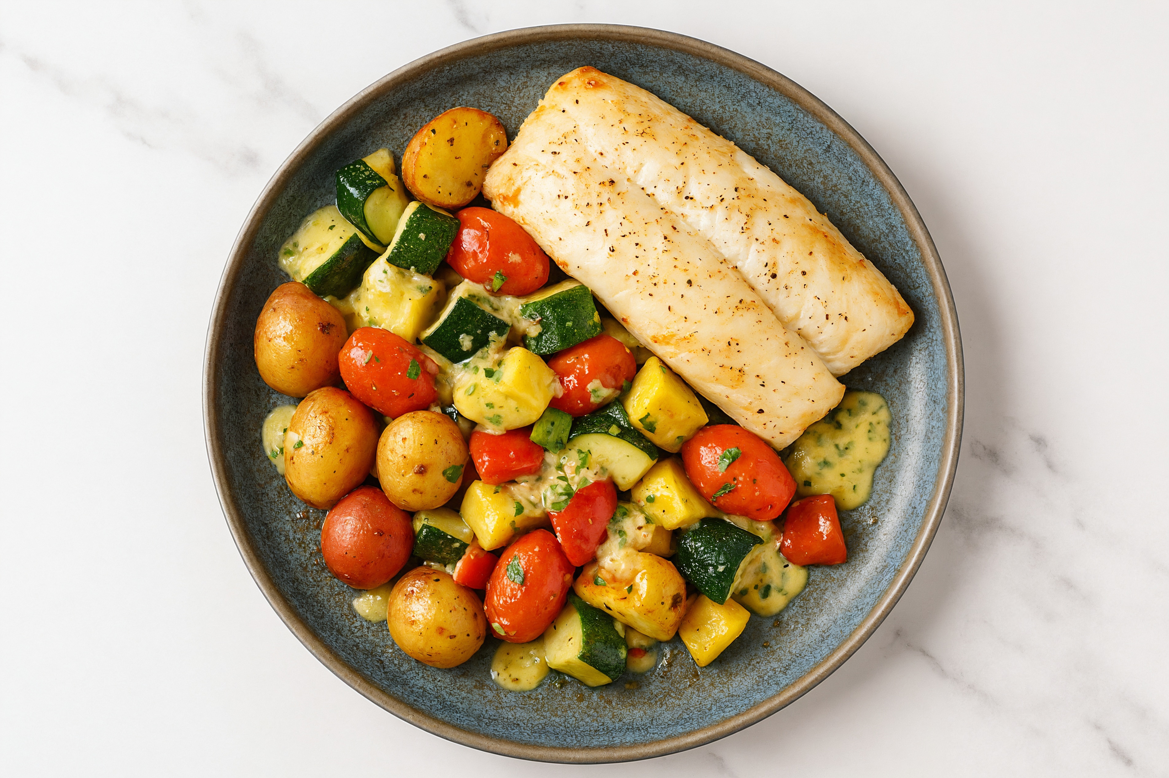 Sheet Pan Tahini-Cod with Potatoes & Squash